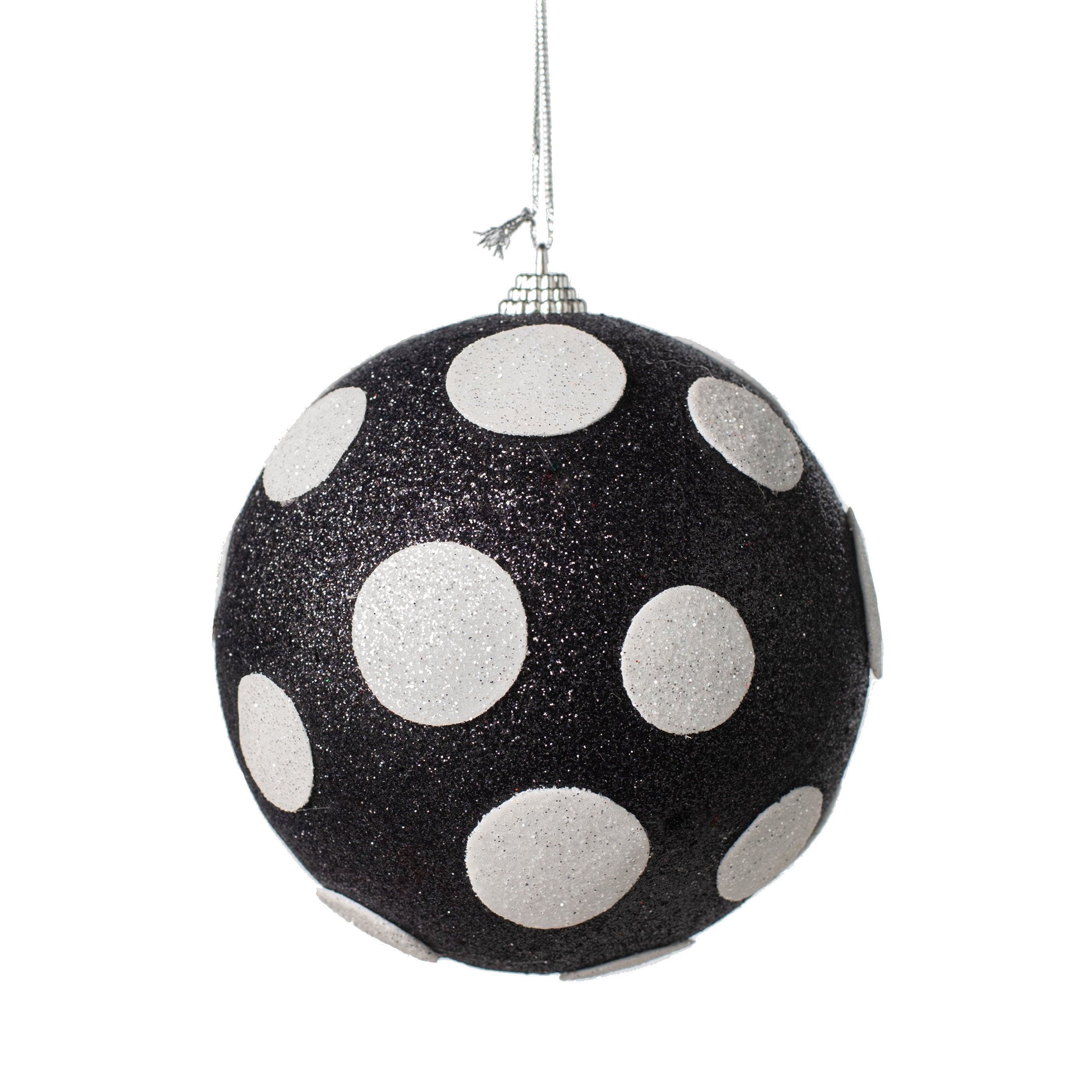 5" Polka Dot Ball Ornament: Black & White Item Number: 84175BKWT