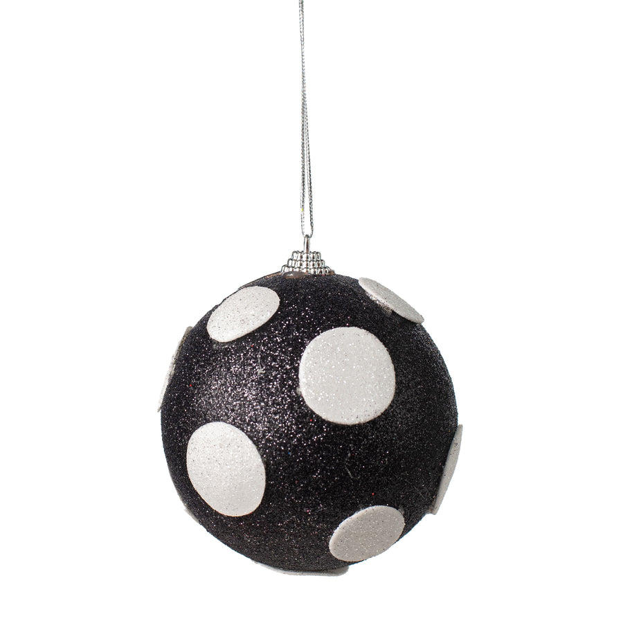 4" Polka Dot Ball Ornament: Black & White Item Number: 84174BKWT