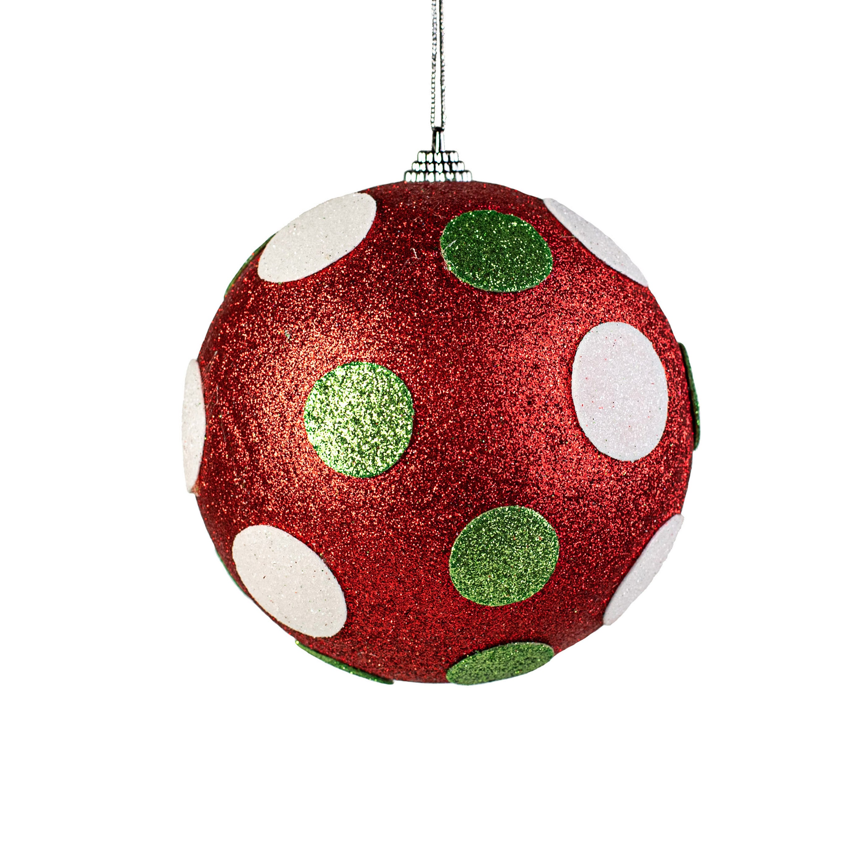 5" Polka Dot Ball Ornament: Red, Lime, White Item Number: 84175RWG