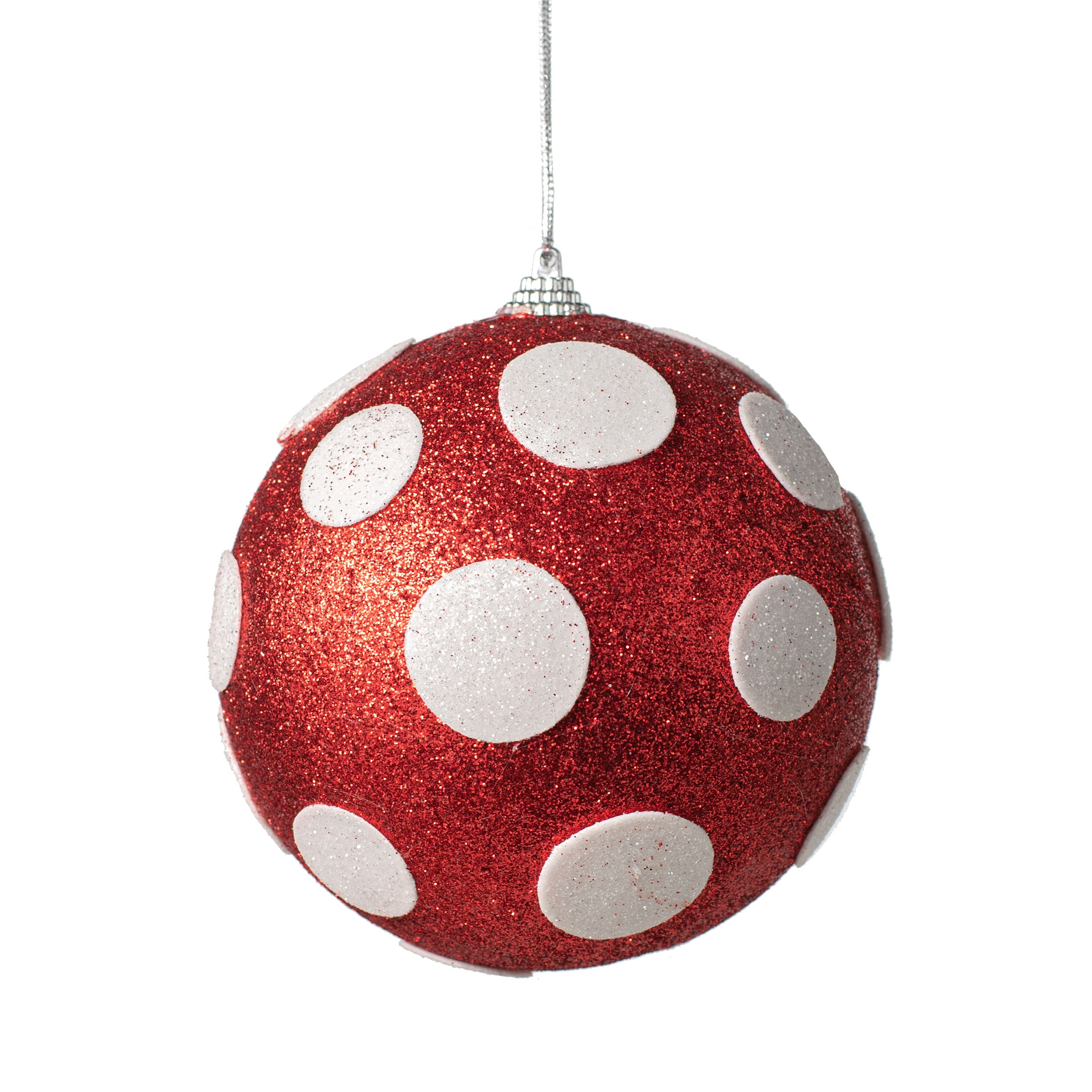 5" Polka Dot Ball Ornament: Red & White Item Number: 84175RDWT