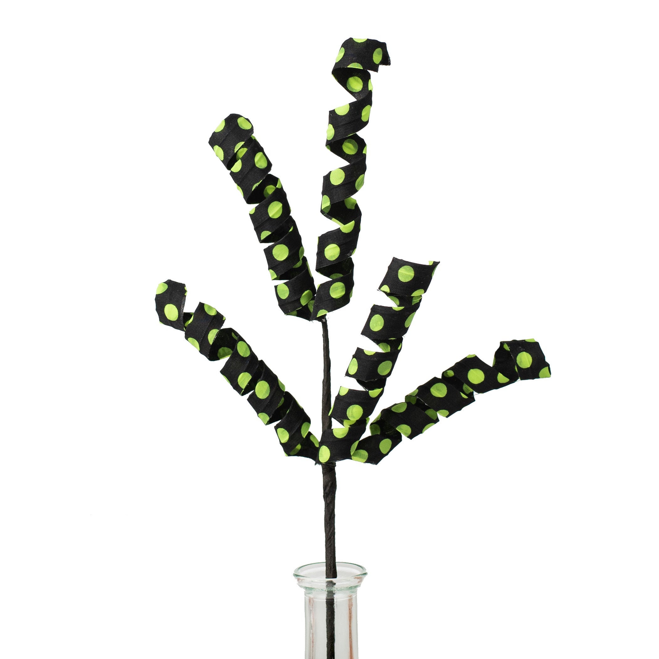 16" Polka Dot Curly Pick: Black & Green Item Number: 56399GNBK