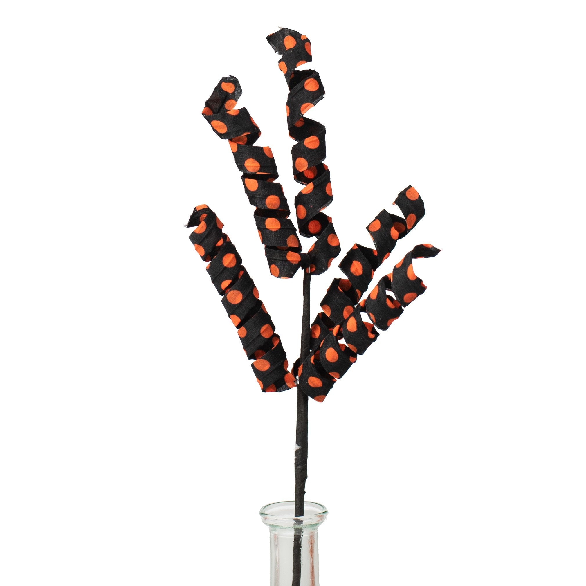 16" Polka Dot Curly Pick: Black & Orange Item Number: 56399ORBK
