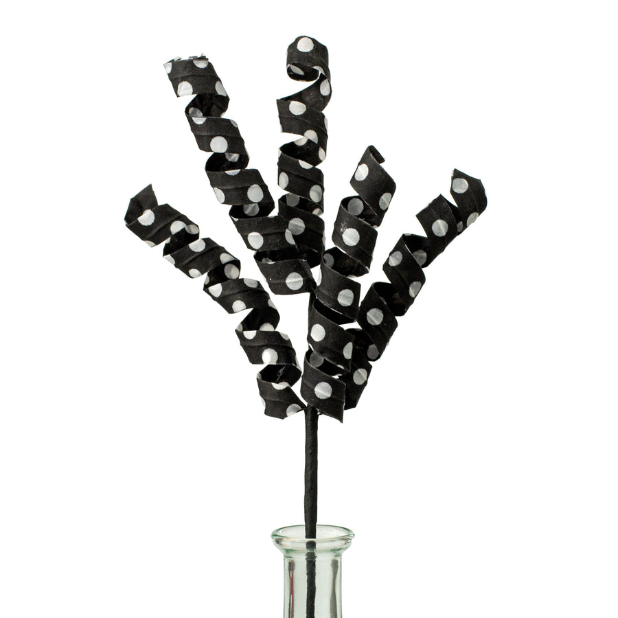 16" Polka Dot Curly Pick: Black & White Item Number: 62594BKWT