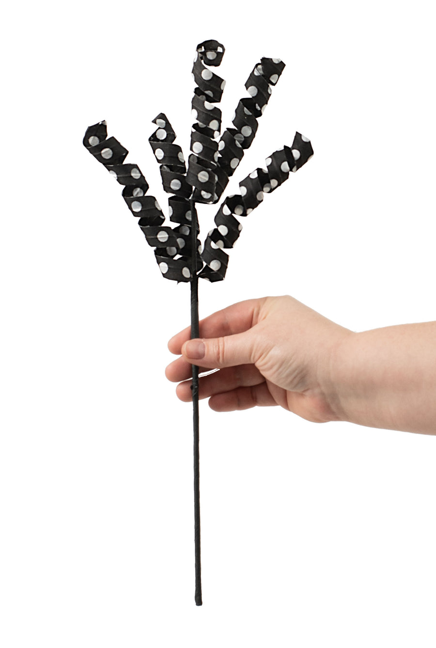 16" Polka Dot Curly Pick: Black & White detail photo 3