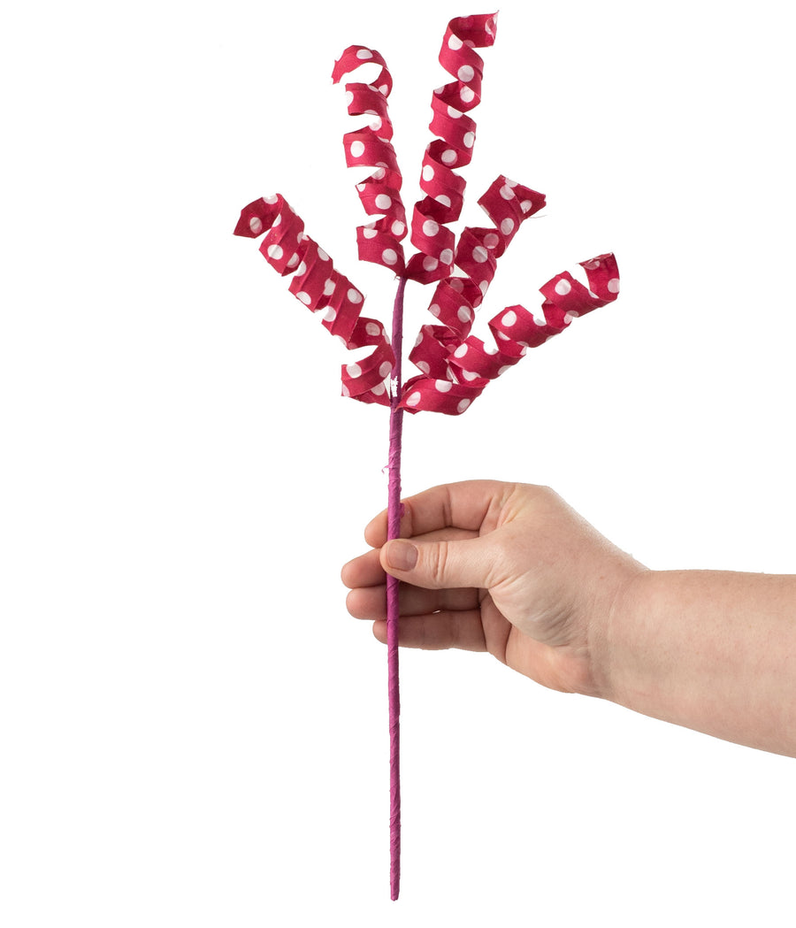 16" Polka Dot Curly Pick: Fuchsia & White detail photo 3