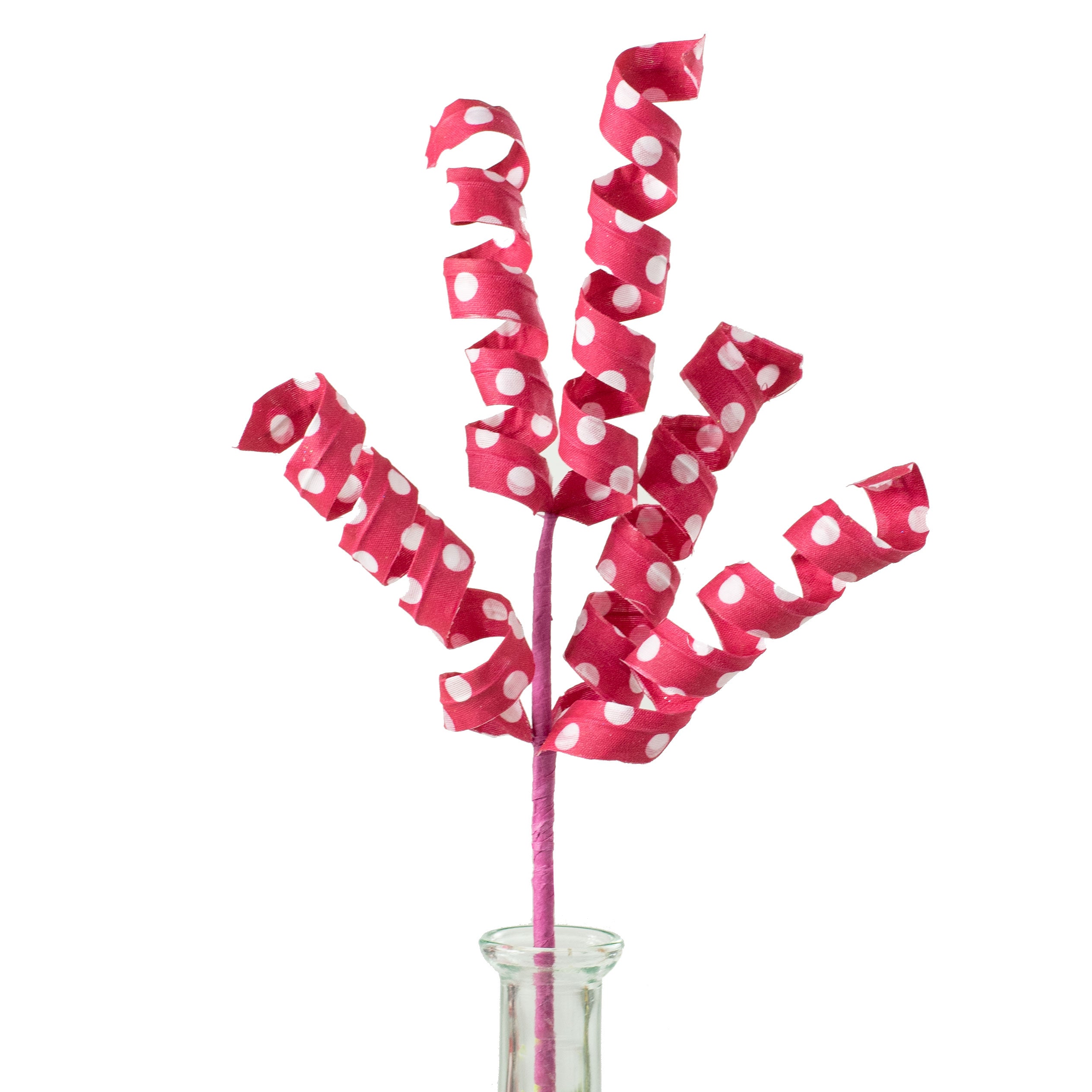 16" Polka Dot Curly Pick: Fuchsia & White Item Number: 62594BT