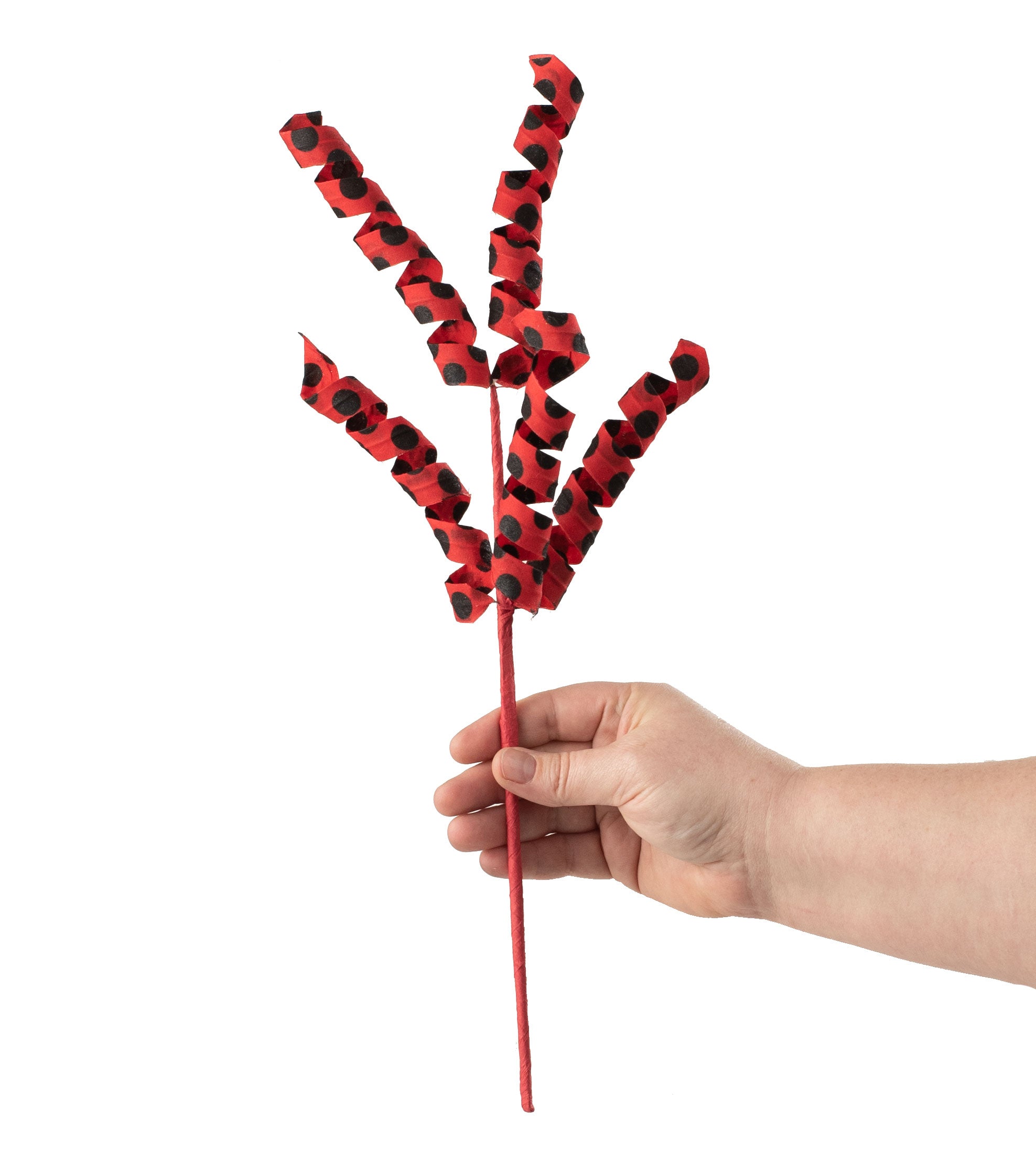 16" Polka Dot Curly Pick: Red & Black detail photo 3