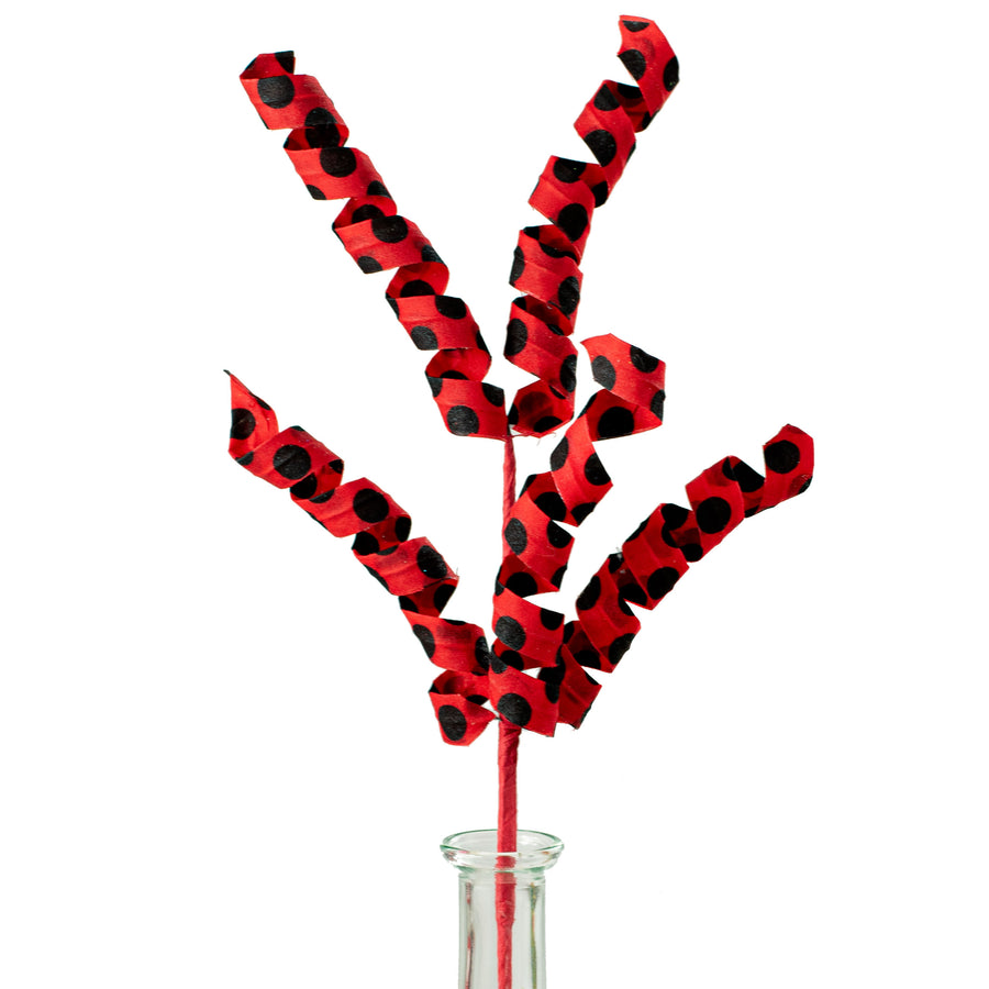 16" Polka Dot Curly Pick: Red & Black Item Number: 62594RDBK