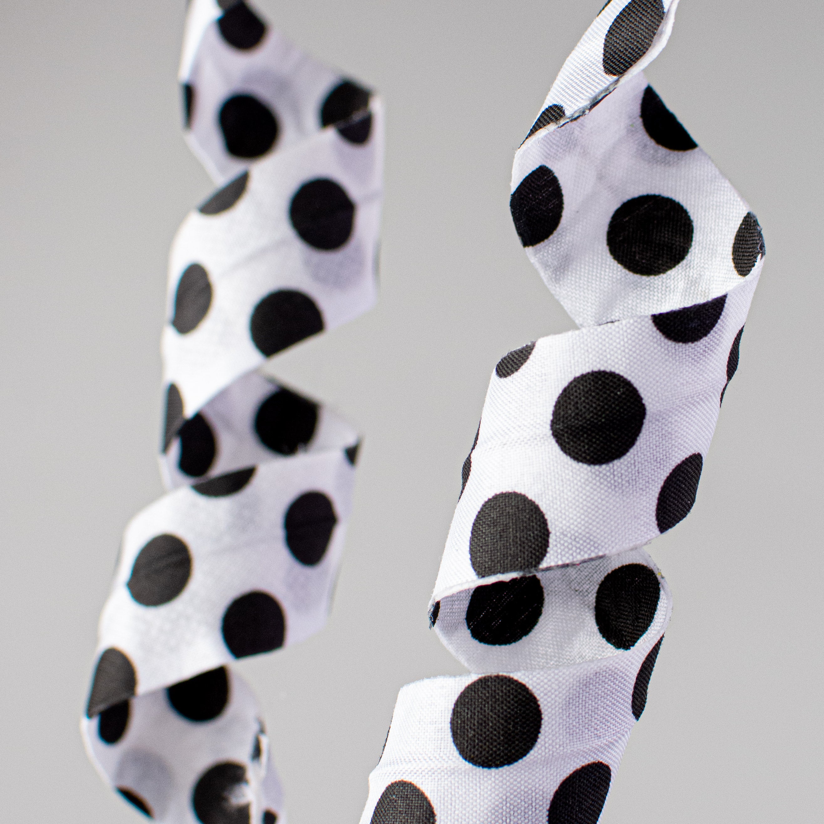 24" Polka Dot Curly Pick: White & Black Lifestyle Photo