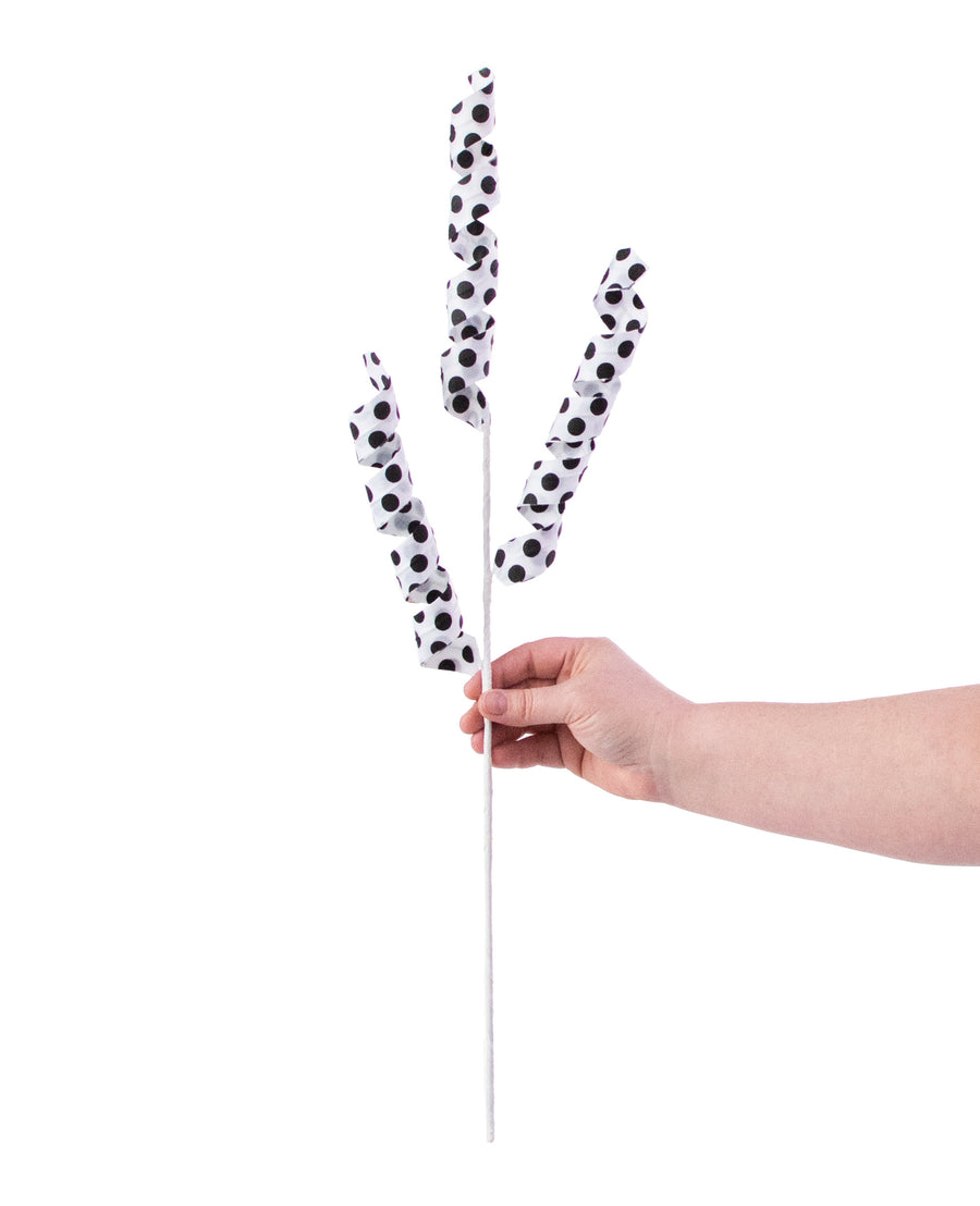24" Polka Dot Curly Pick: White & Black detail photo 3