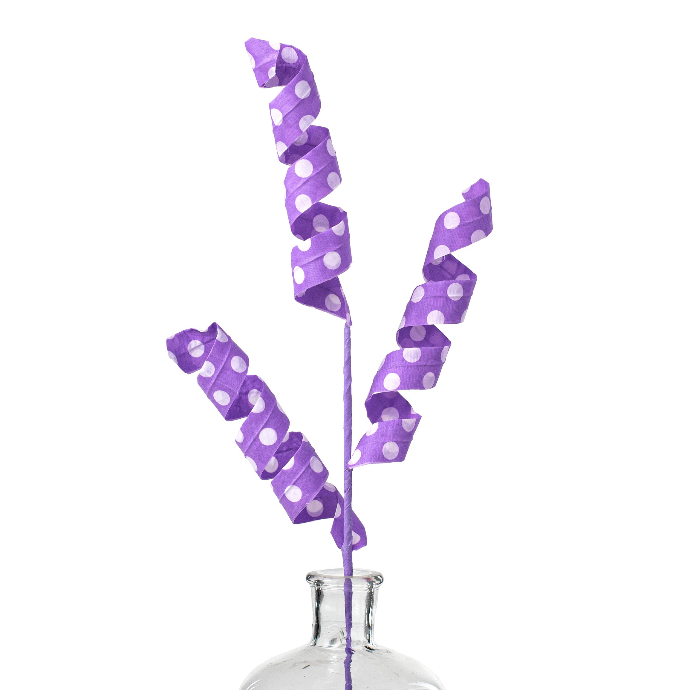 24" Polka Dot Curly Pick: White & Purple Item Number: 63005PUWT