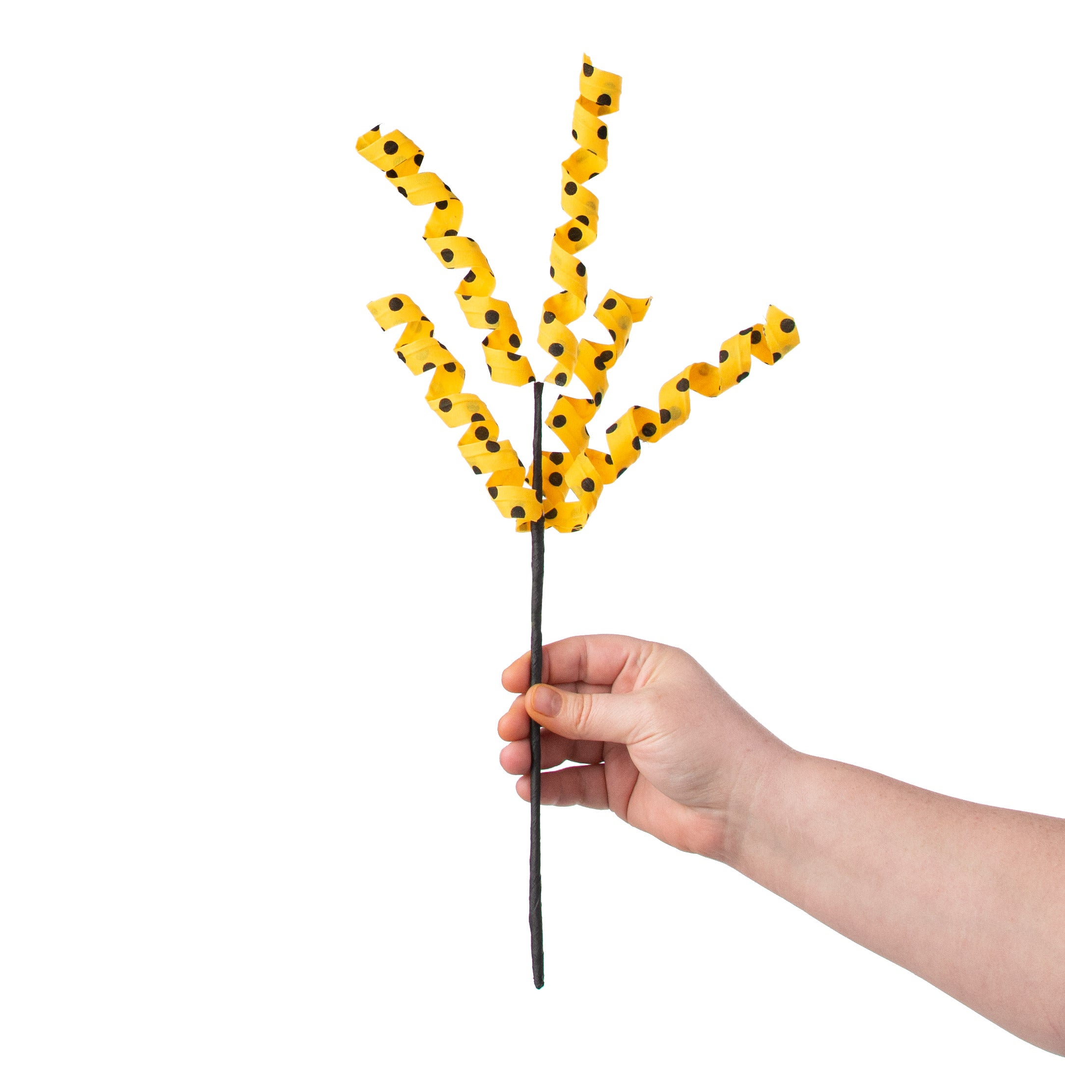16" Polka Dot Curly Pick: Yellow & Black detail photo 3