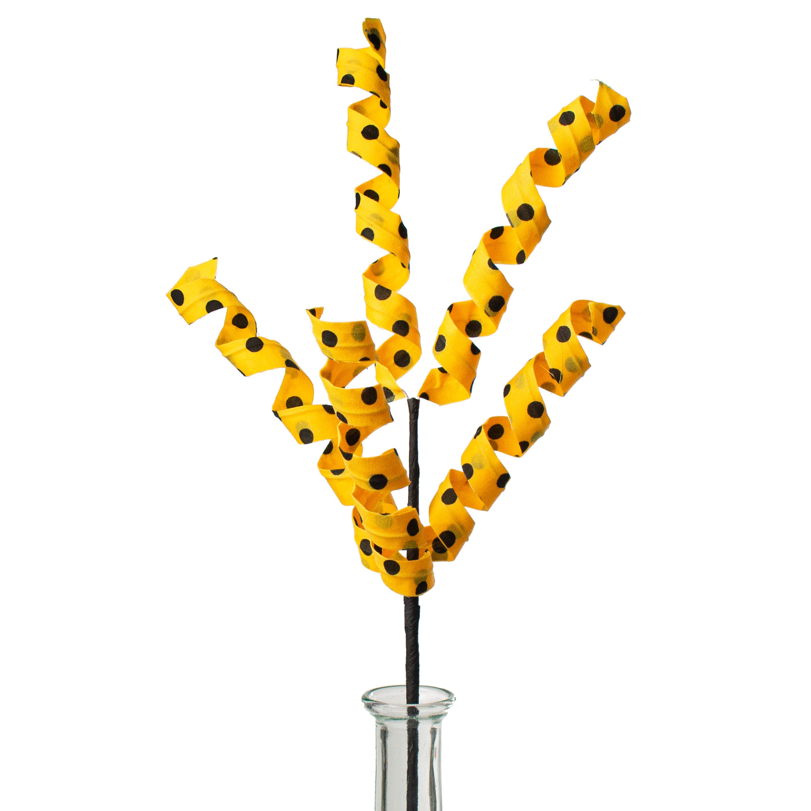 16" Polka Dot Curly Pick: Yellow & Black Item Number: 62594YWBK