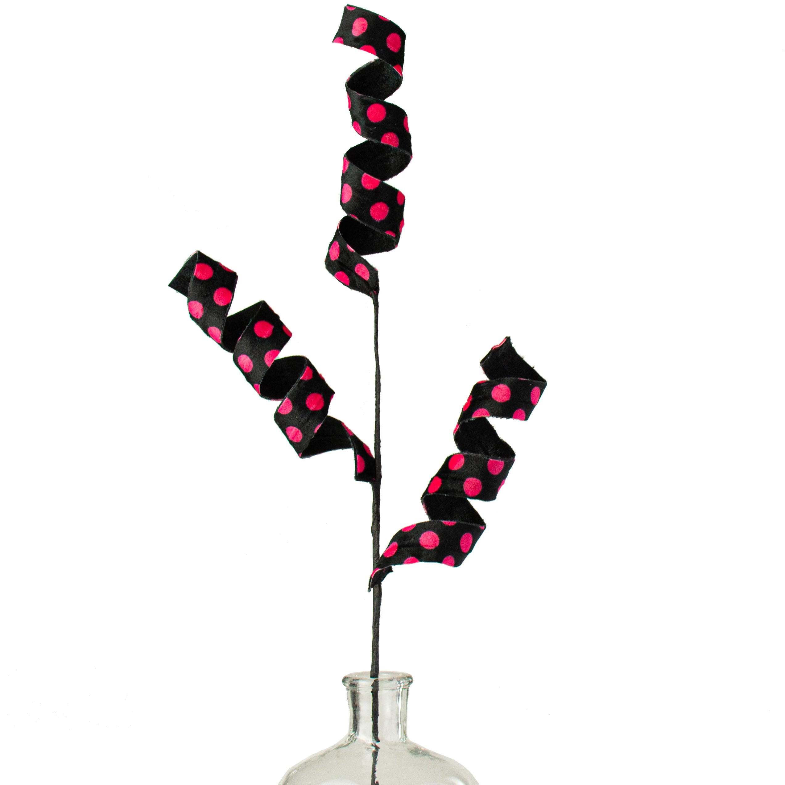 30" Polka Dot Curly Spray: Black Velvet & Fuchsia Item Number: 56942BTBK