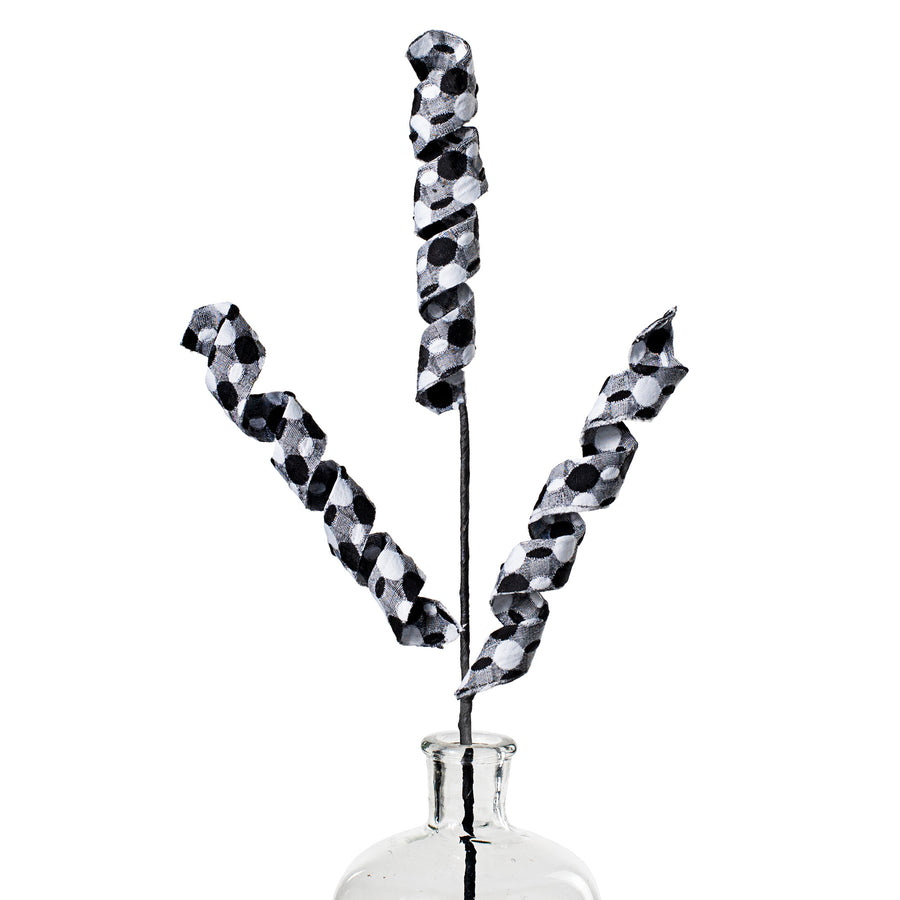 25" Polka Dot Curly Spray: Black & White Item Number: 56915BKWT