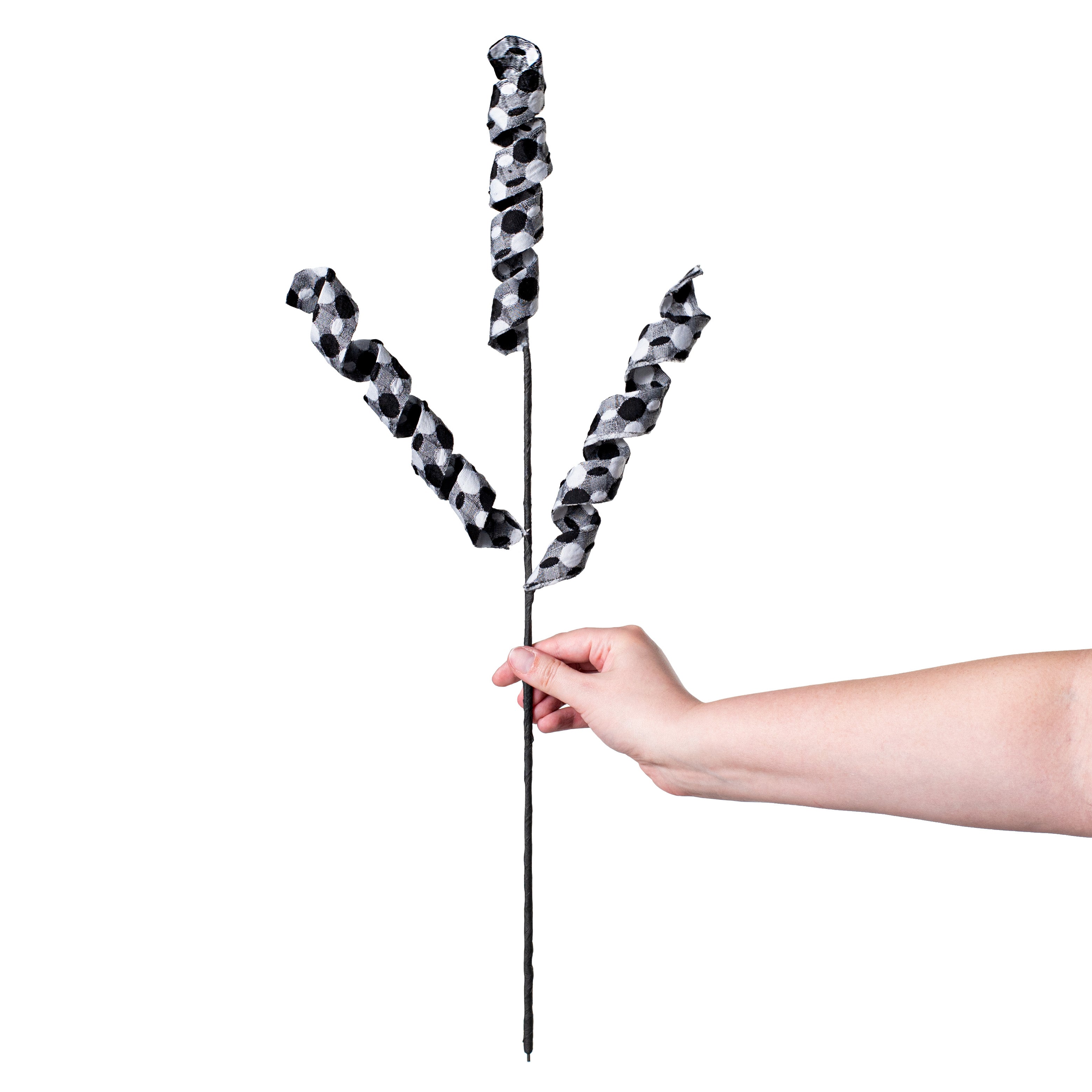 25" Polka Dot Curly Spray: Black & White detail photo 3