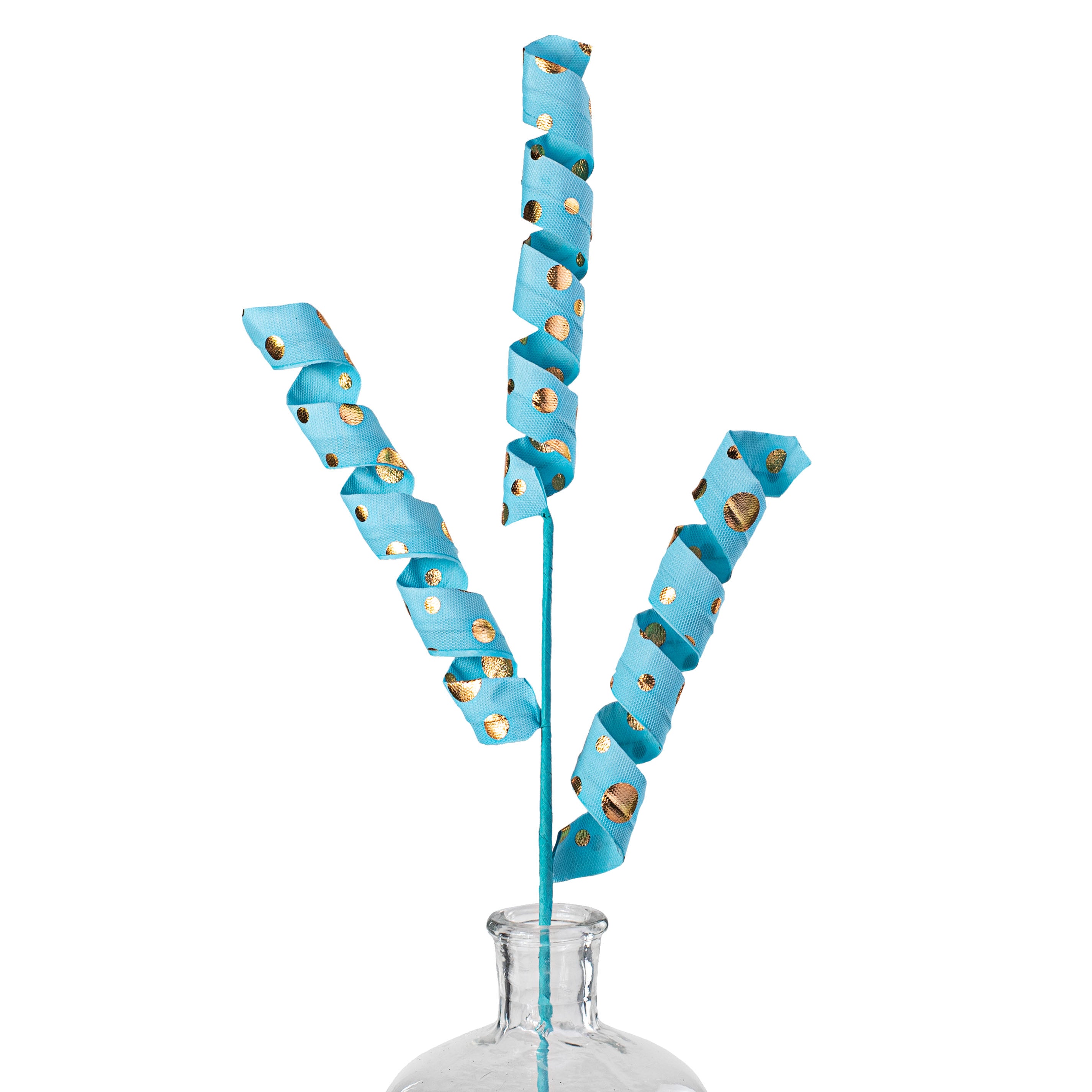 24" Polka Dot Curly Spray: Blue & Gold Item Number: 62991BLGD