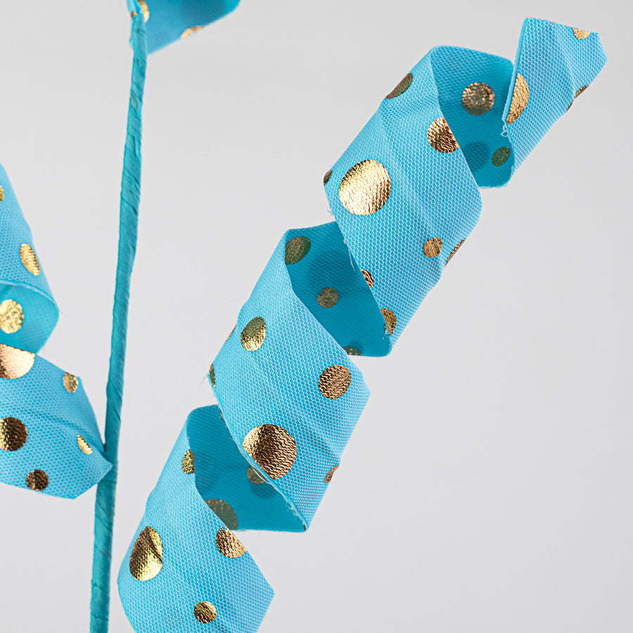 30" Polka Dot Curly Spray: Blue & Gold Lifestyle Photo