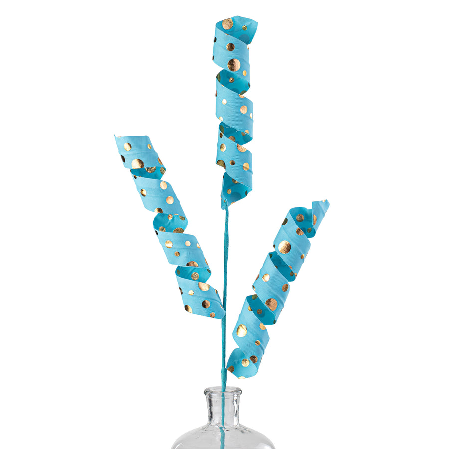30" Polka Dot Curly Spray: Blue & Gold Item Number: 62990BLGD