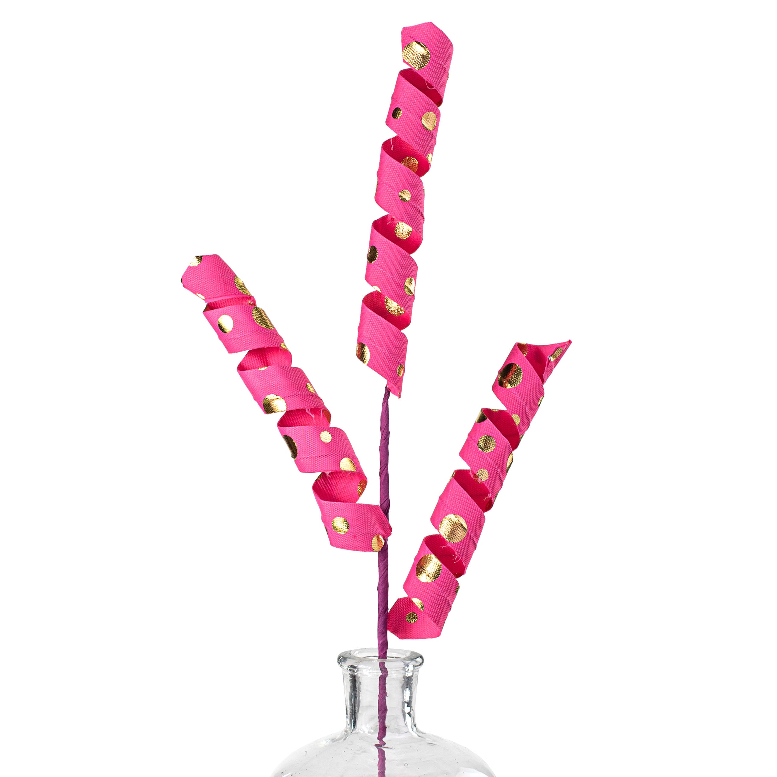 24" Polka Dot Curly Spray: Fuchsia & Gold Item Number: 62991BTGD