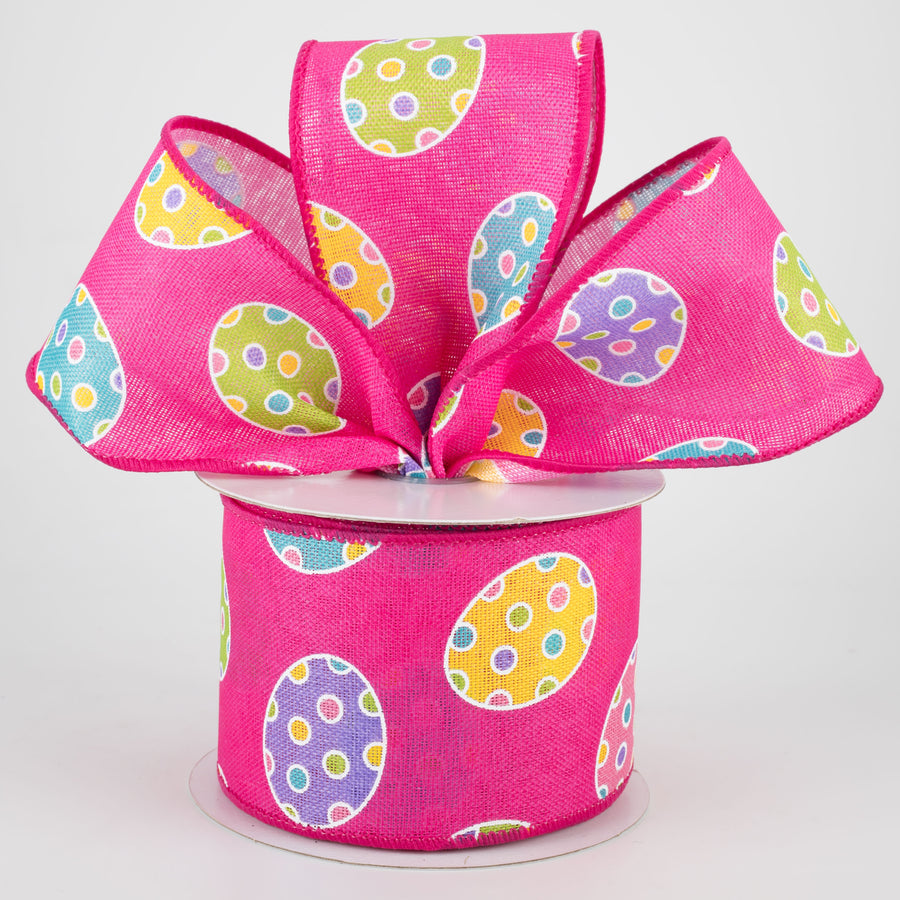 2.5" Polka Dot Easter Eggs Ribbon: Fuchsia (10 Yards) Lifestyle Photo