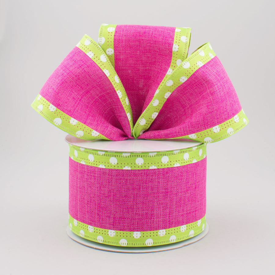 2.5" Polka Dot Edge Fuchsia & Lime Ribbon (10 Yards) Lifestyle Photo