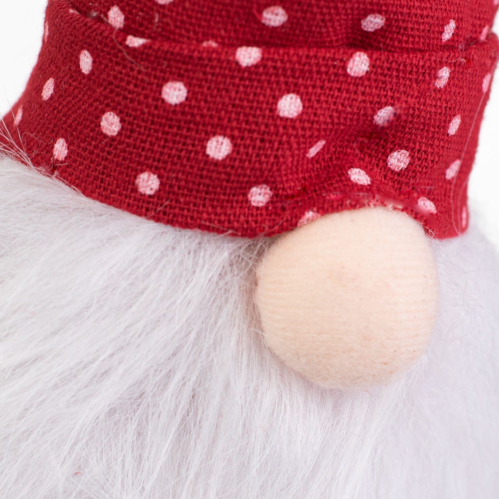 17" Polka Dot Fabric Sitting Gnome: Red & White detail photo 5