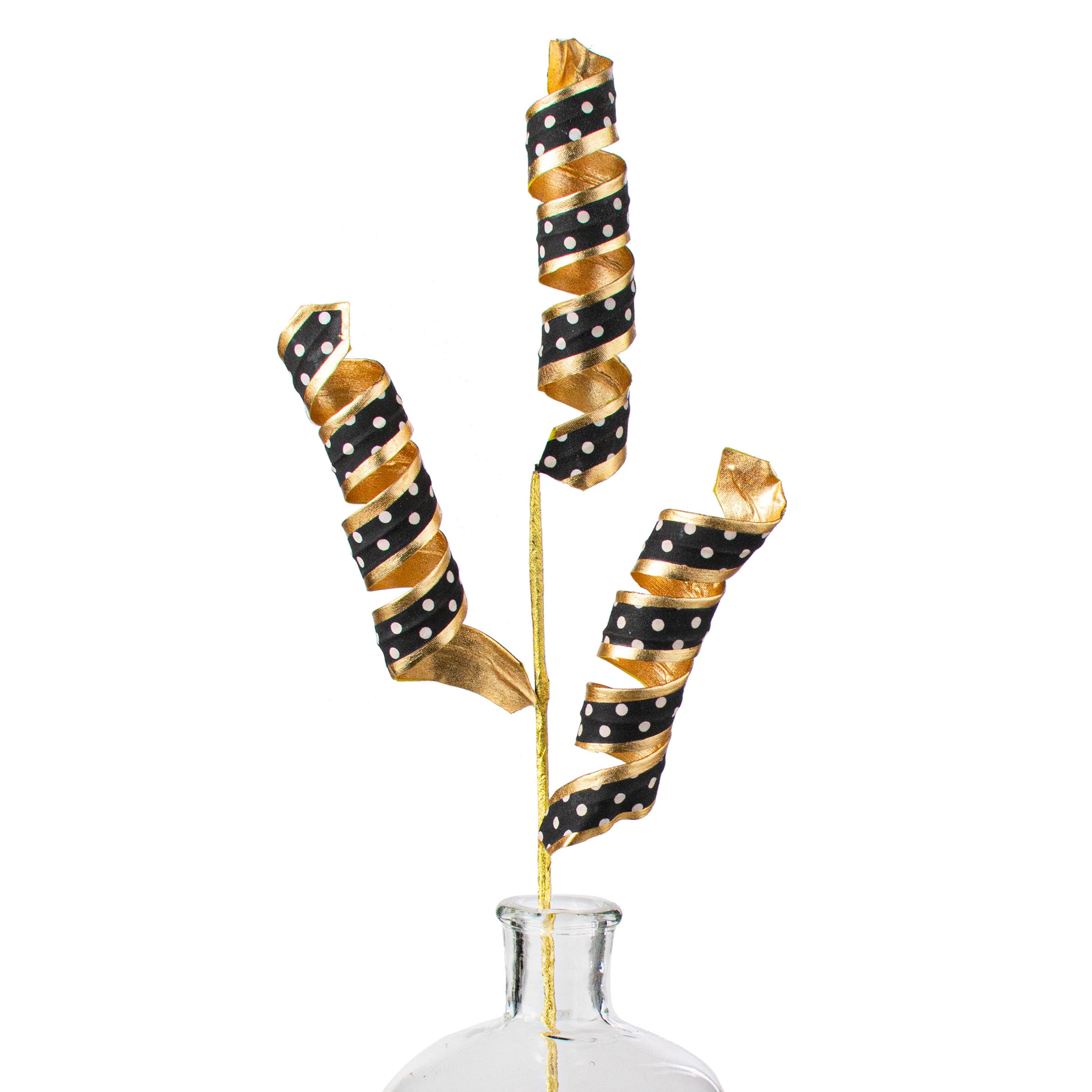 24" Double Sided Polka Dot & Gold Curl Spray Item Number: 63241GDBK
