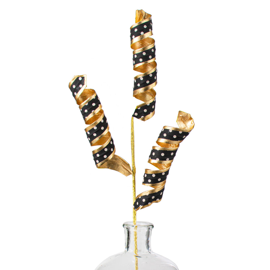 24" Double Sided Polka Dot & Gold Curl Spray Item Number: 63241GDBK