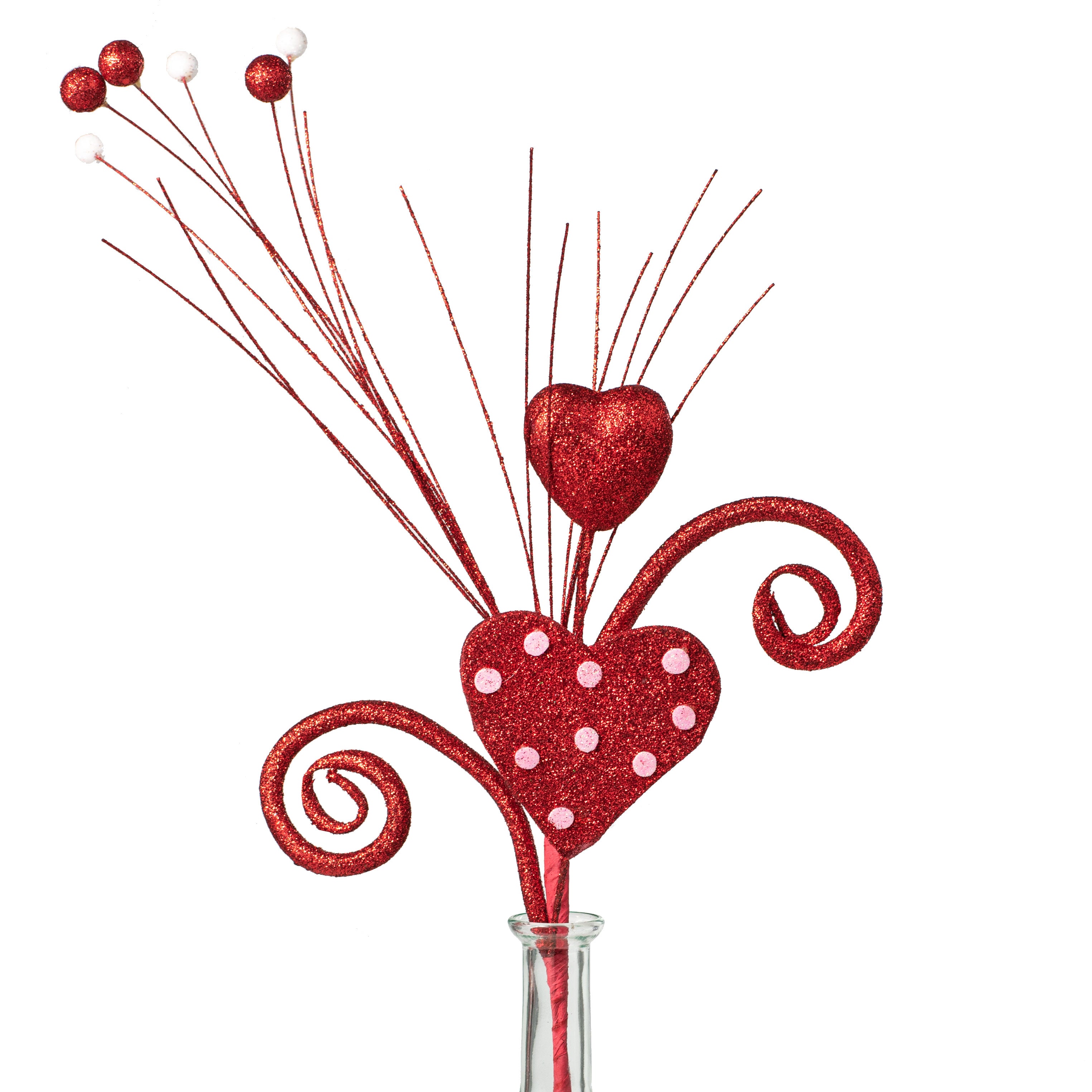 19" Polka Dot Heart & Swirl Spray Item Number: 62218RDWTPK