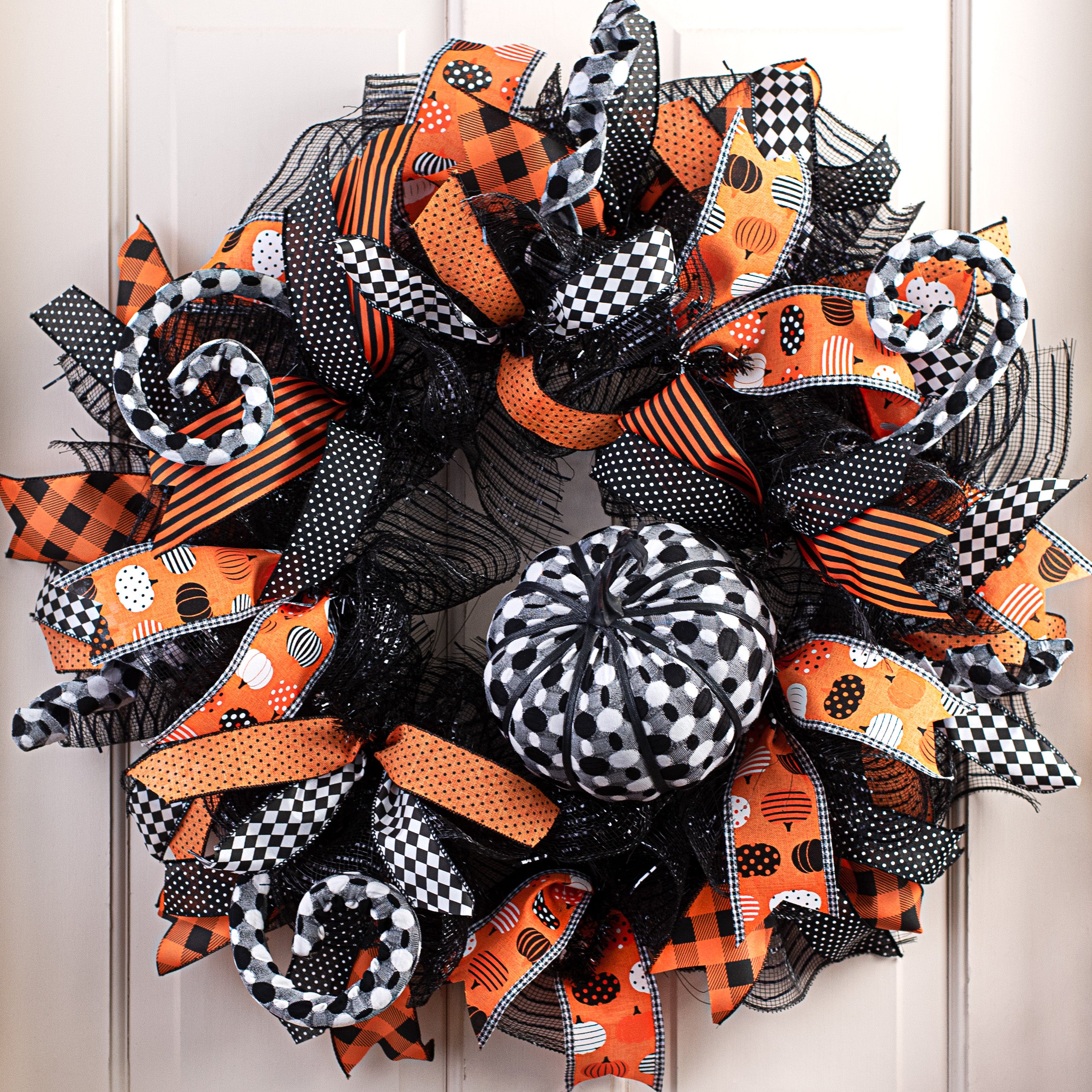 7" Polka Dot Pumpkin: Black & White Lifestyle Photo