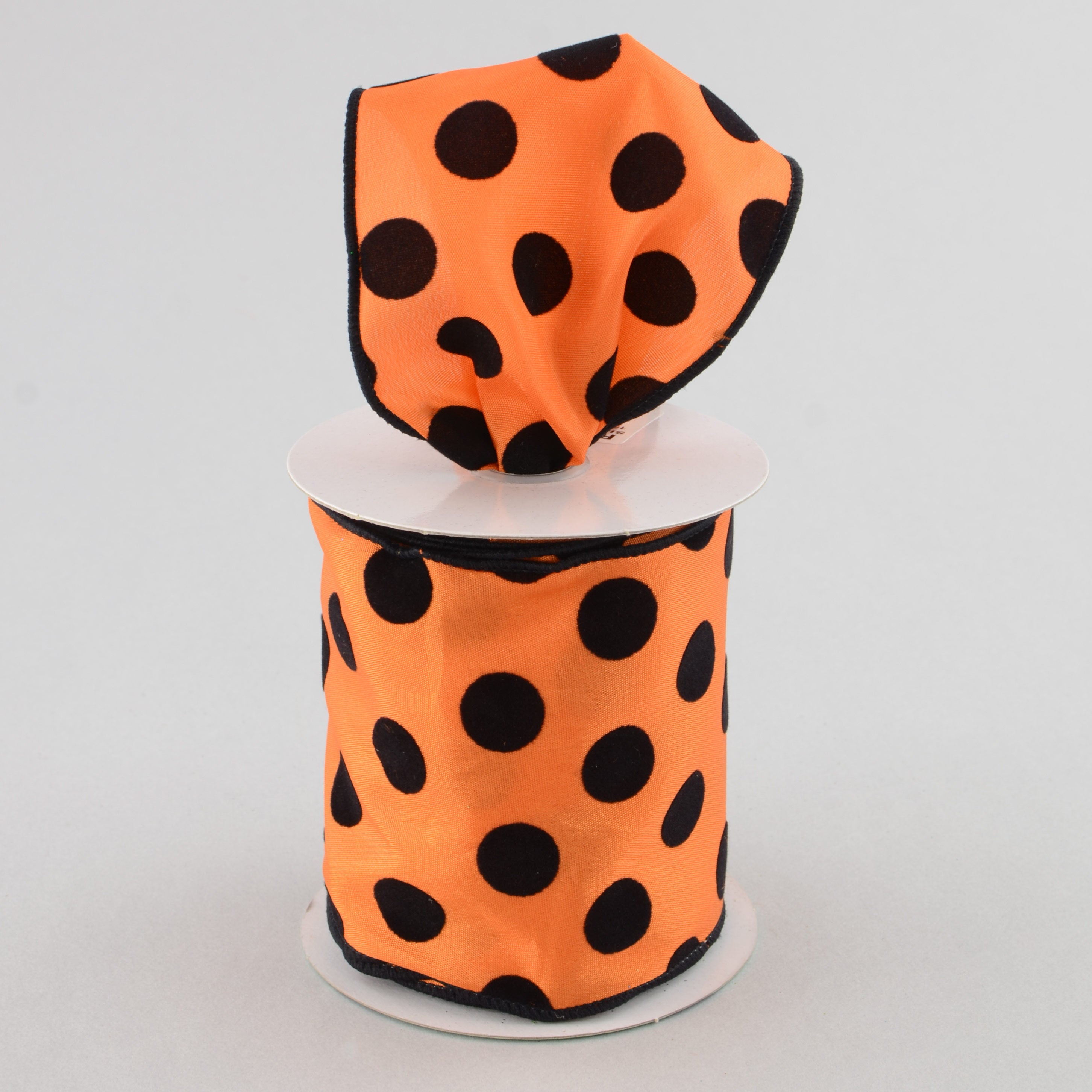 4" Polka Dot Ribbon: Orange & Black (10 Yards) Lifestyle Photo