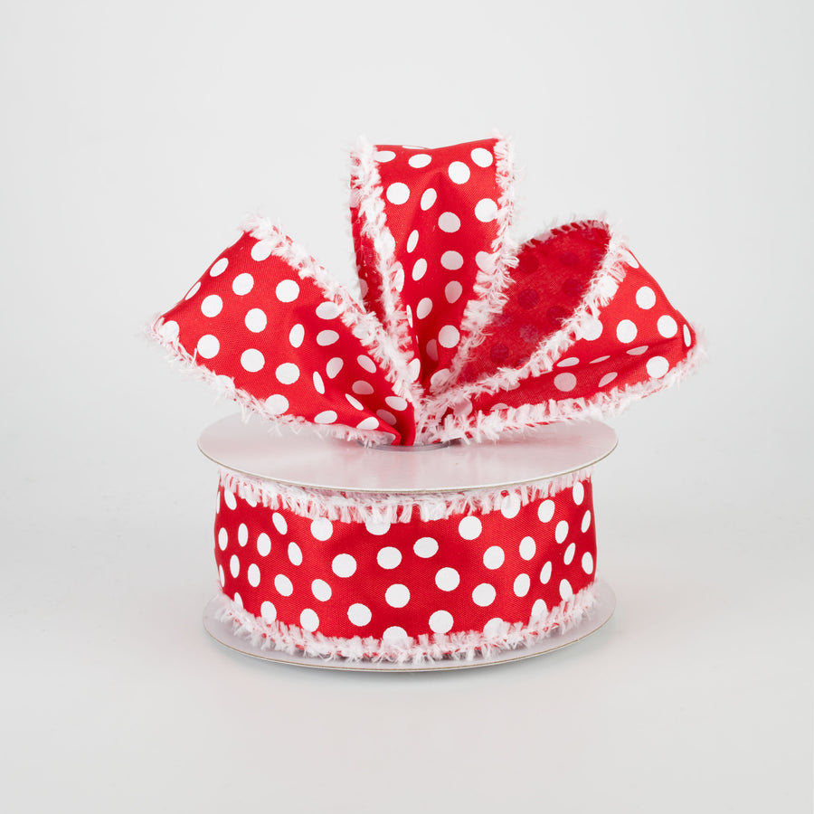 1.5" Polka Dot Snow Edge Ribbon: Red & White (10 Yards) Lifestyle Photo