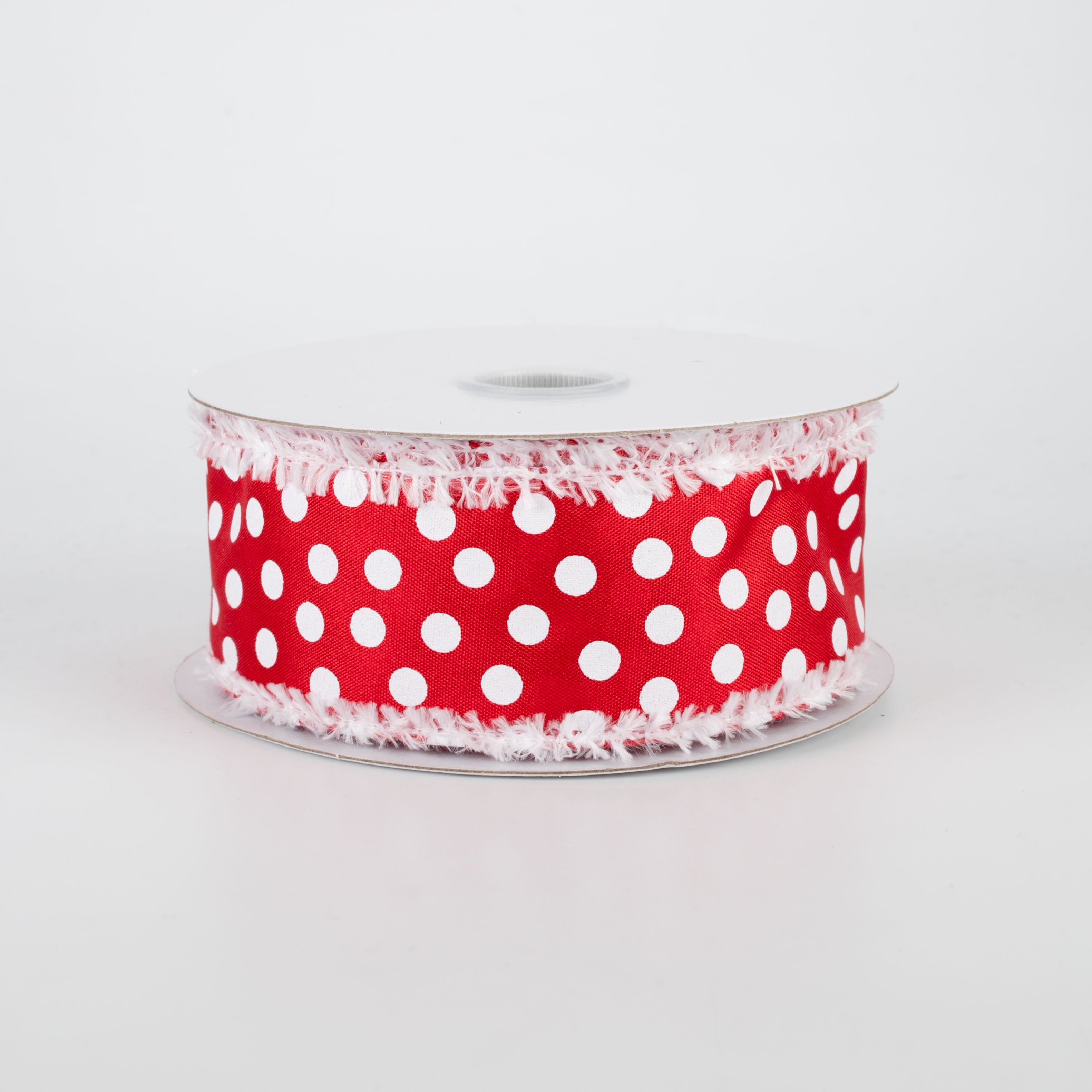 1.5" Polka Dot Snow Edge Ribbon: Red & White (10 Yards)