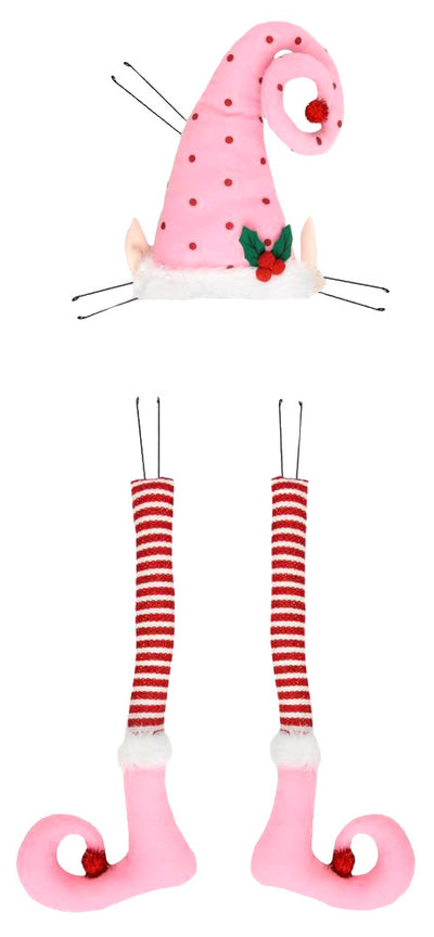 Polka Dot & Stripe Hat With Legs Elf Wreath Accent: Light Pink Item Number: XC6232