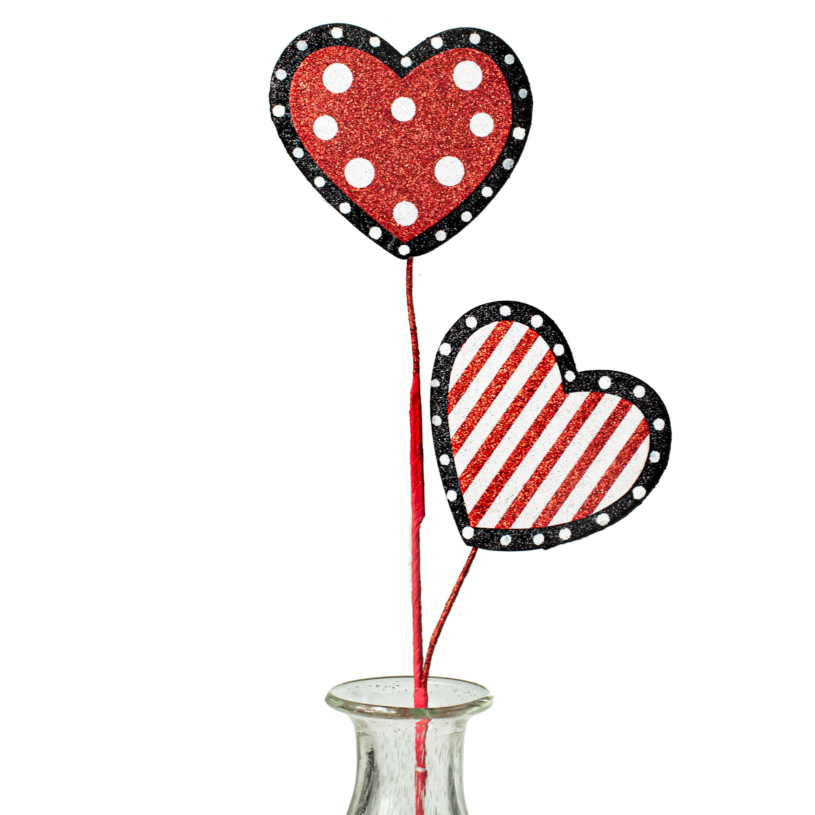 24" Polka Dot Stripe Heart Spray Item Number: 62582RDWTBK