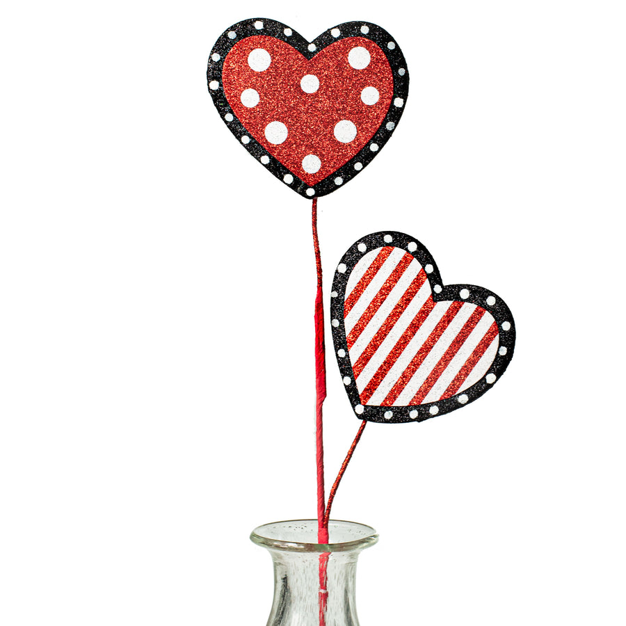 24" Polka Dot Stripe Heart Spray Item Number: 62582RDWTBK