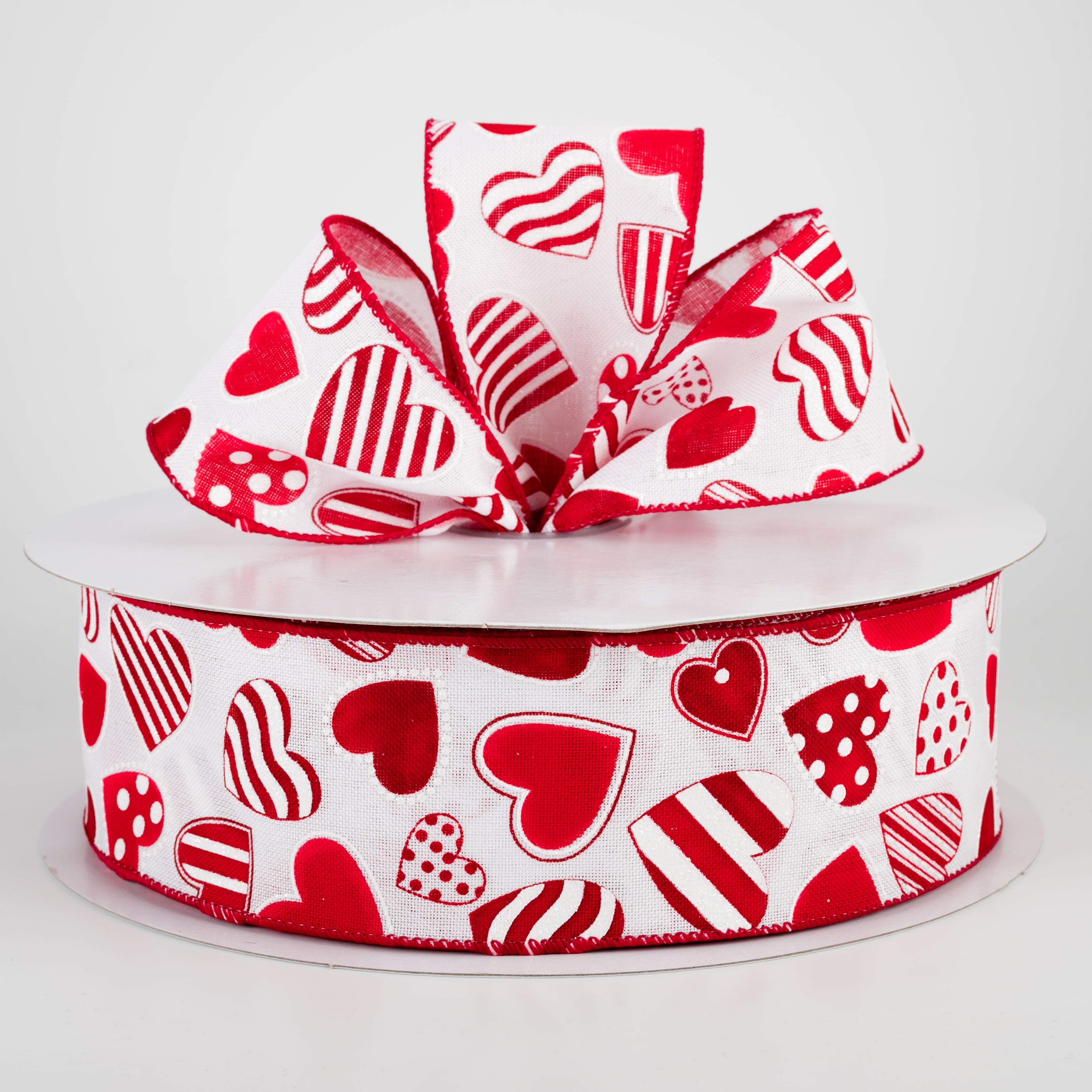 2.5" Polka Dot, Stripe, Solid Hearts Ribbon (50 Yards) Lifestyle Photo