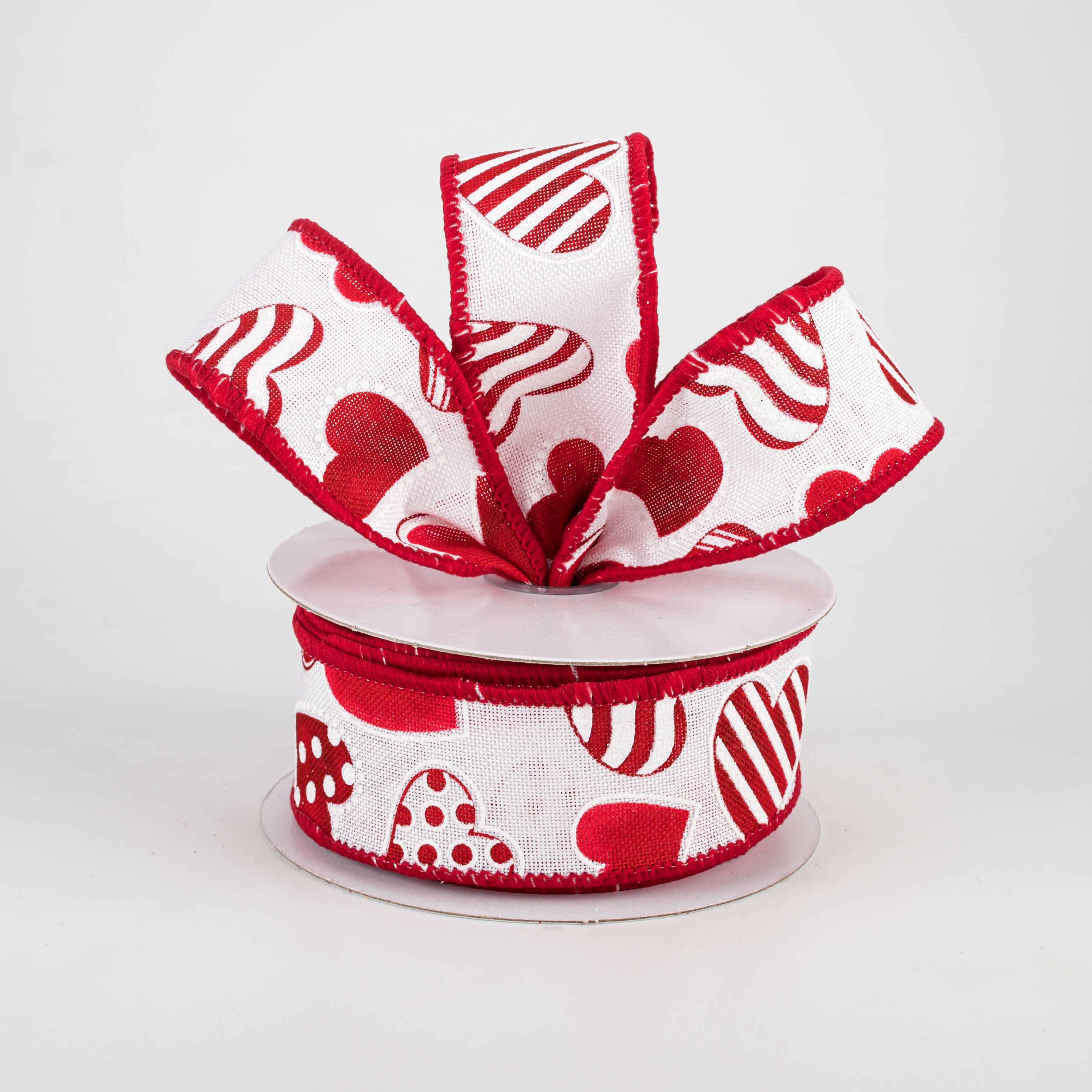 1.5" Polka Dot, Stripe, Solid Hearts Ribbon (10 Yards) Lifestyle Photo