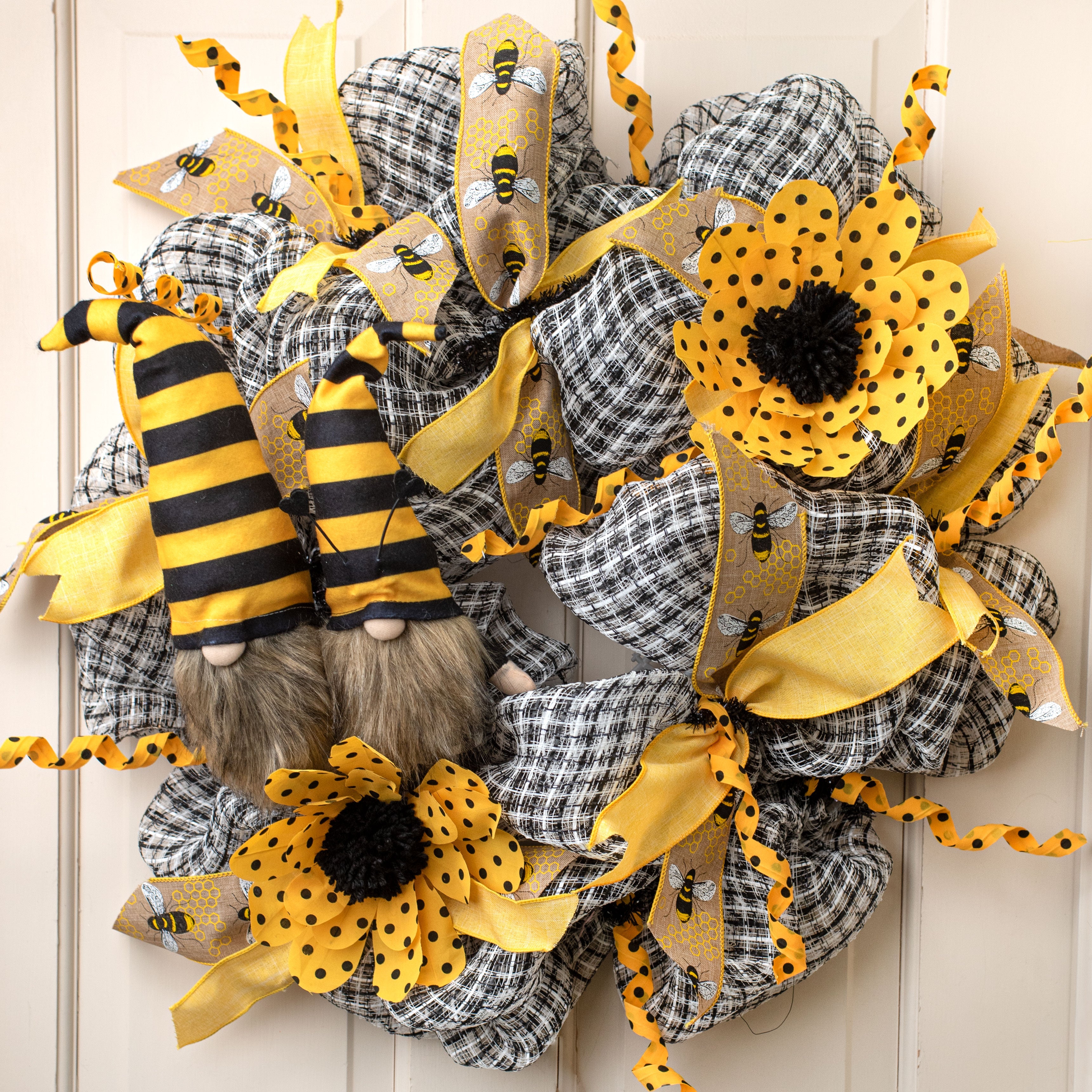 24" Polka Dot Sunflower Pick: Yellow & Black Lifestyle Photo