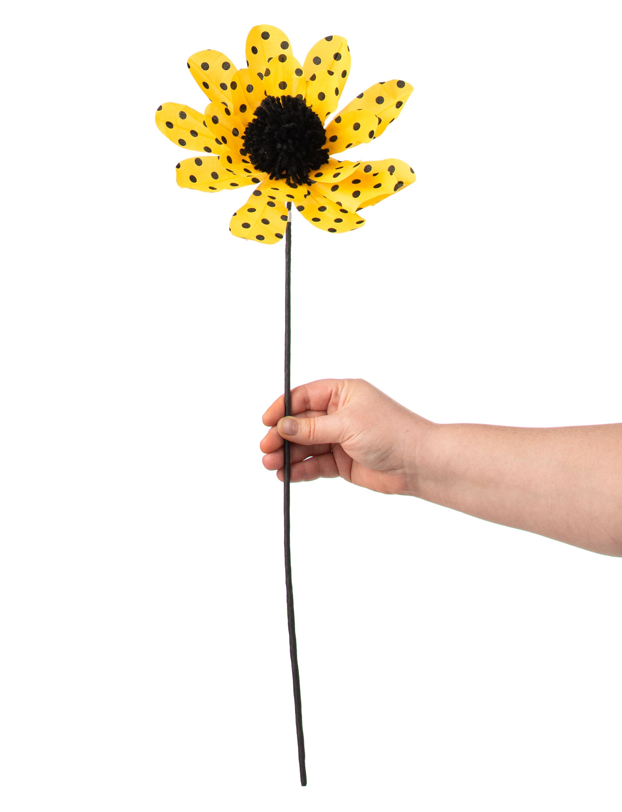 24" Polka Dot Sunflower Pick: Yellow & Black detail photo 3