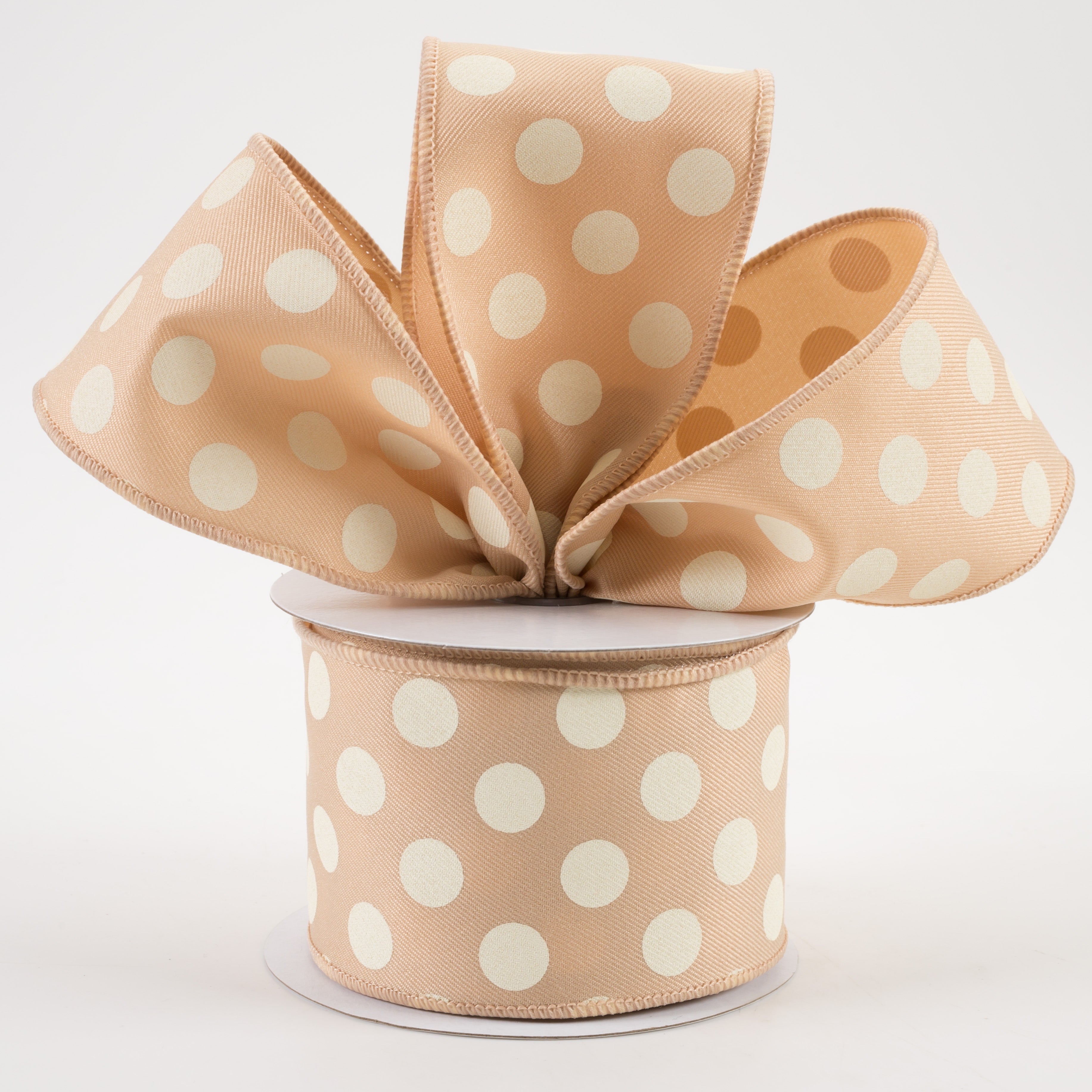 2.5" Polka Dots Ribbon: Beige & Ivory (10 Yards) Lifestyle Photo