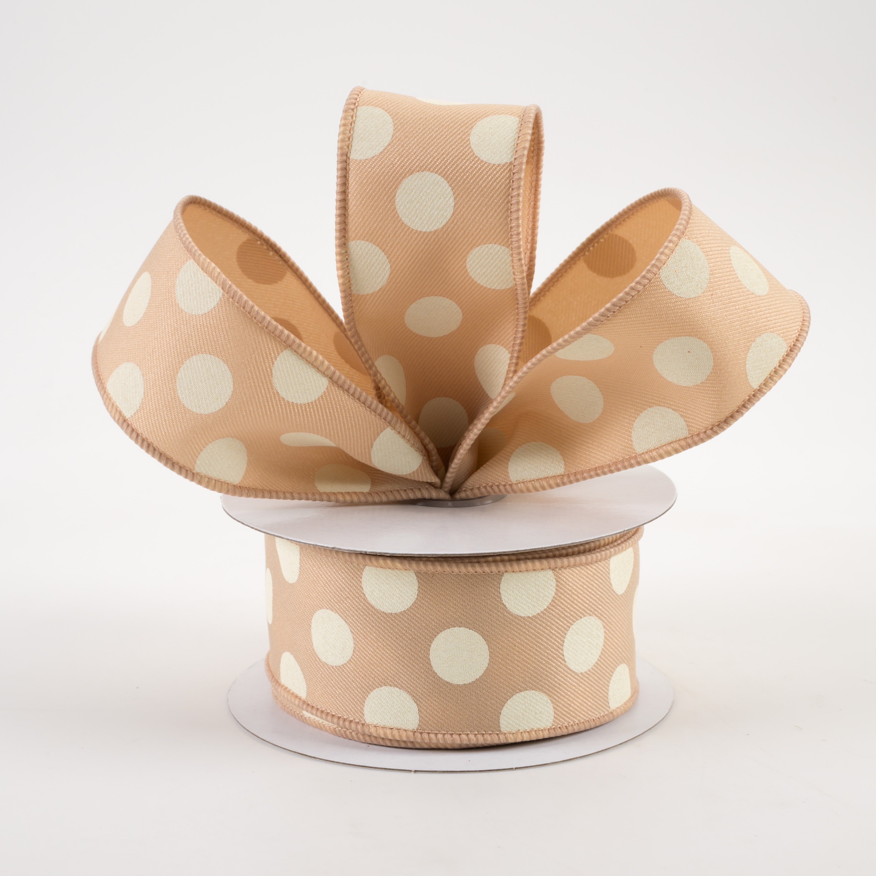 1.5" Polka Dots Ribbon: Beige & Ivory (10 Yards) Lifestyle Photo