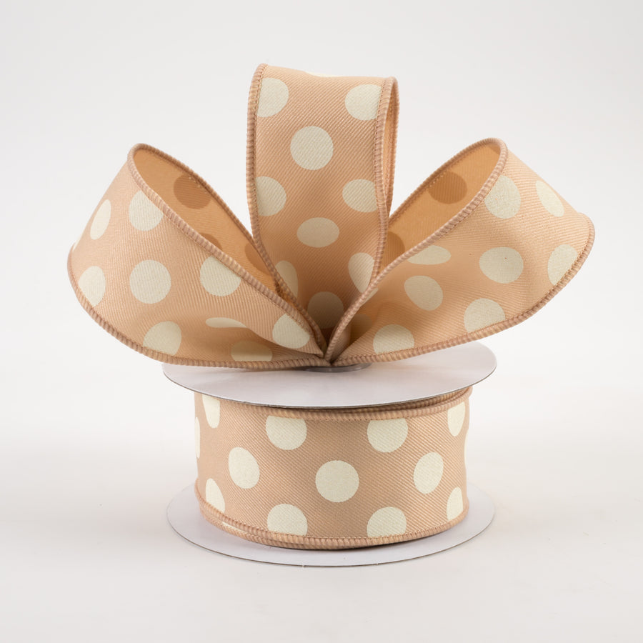 1.5" Polka Dots Ribbon: Beige & Ivory (10 Yards) Lifestyle Photo