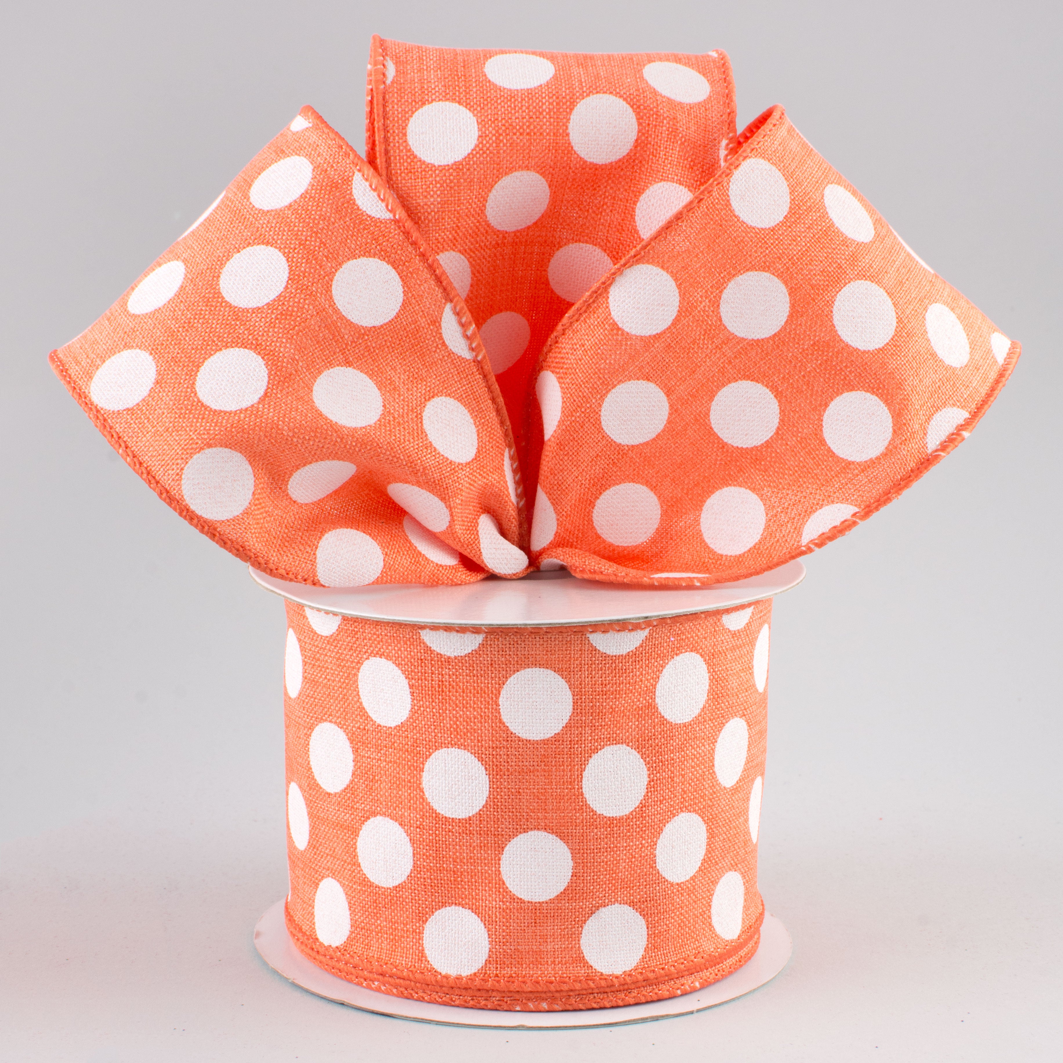 2.5" Polka Dots Ribbon: Dark Coral & White (10 Yards) Lifestyle Photo