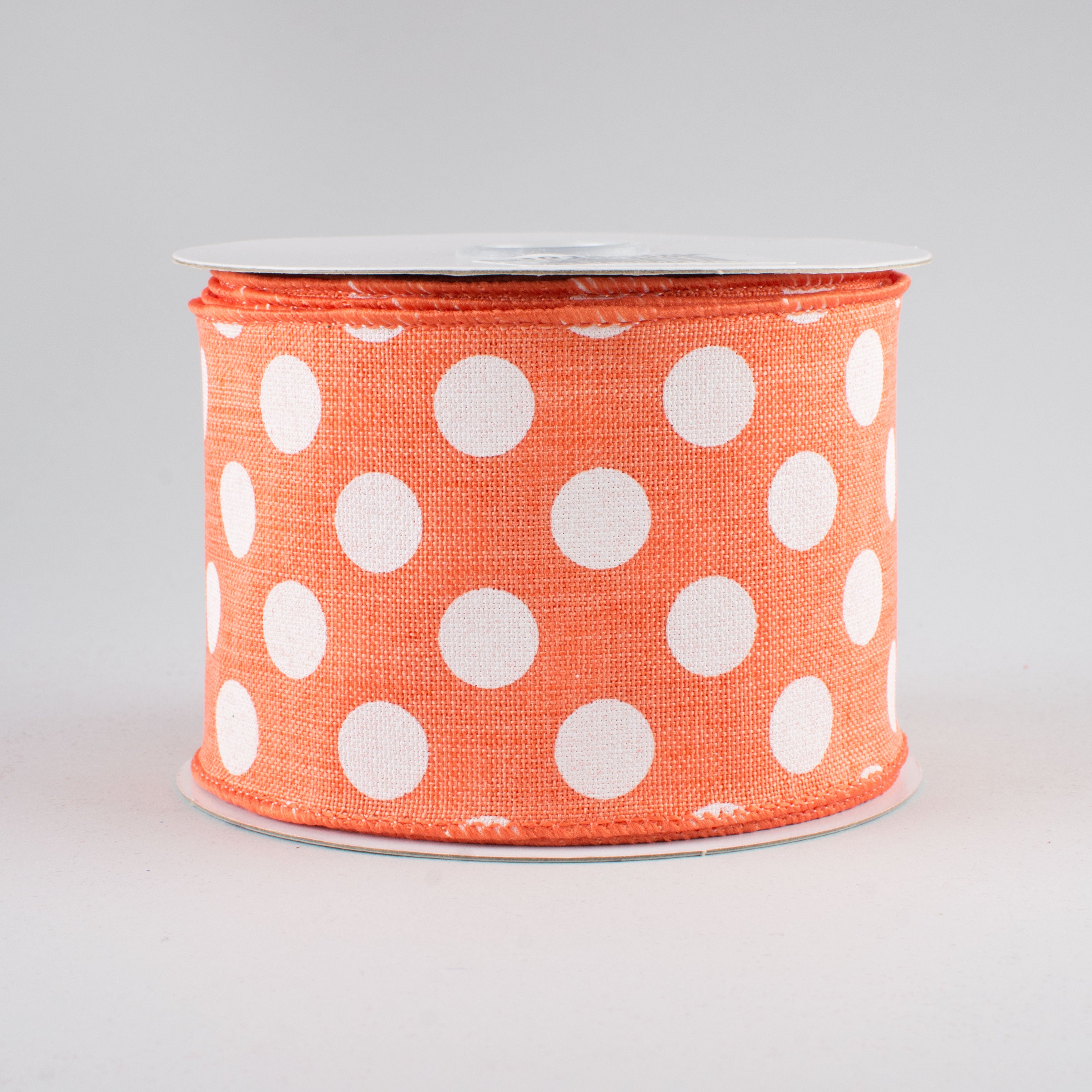 2.5" Polka Dots Ribbon: Dark Coral & White (10 Yards)