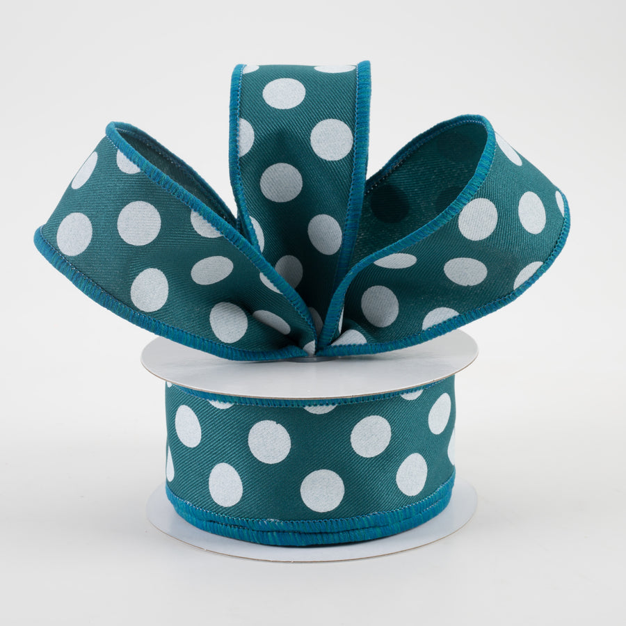 1.5" Polka Dots Ribbon: Dark Teal & White (10 Yards) Lifestyle Photo