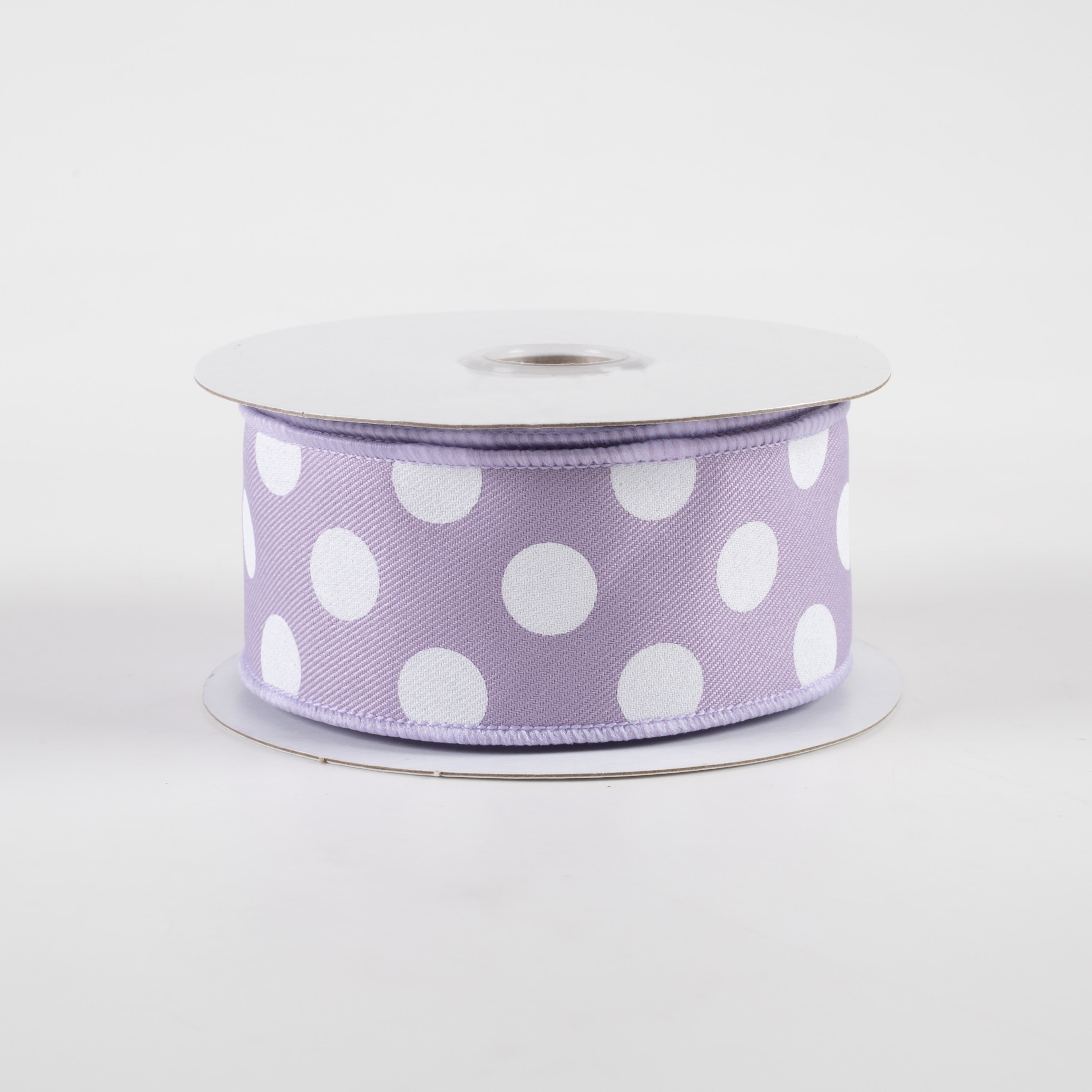 1.5" Polka Dots Ribbon: Lavender & White (10 Yards)