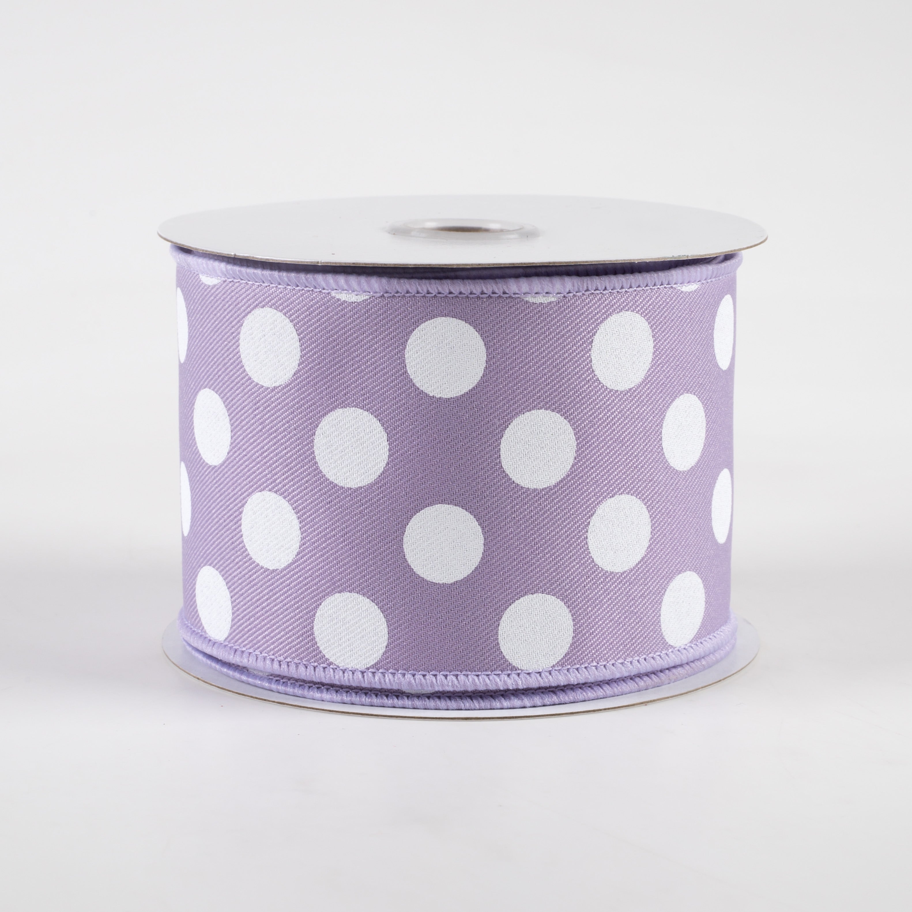 2.5" Polka Dots Ribbon: Lavender & White (10 Yards)