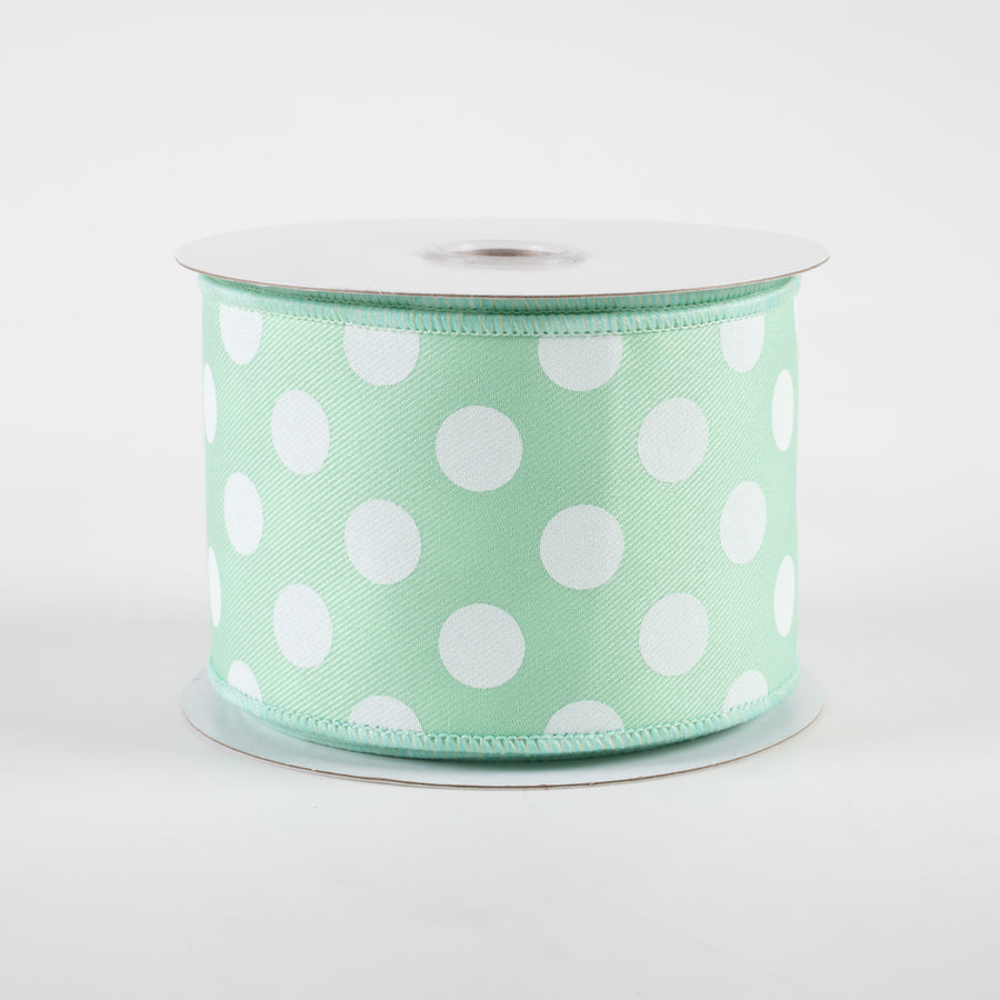 2.5" Polka Dots Ribbon: Mint & White (10 Yards)